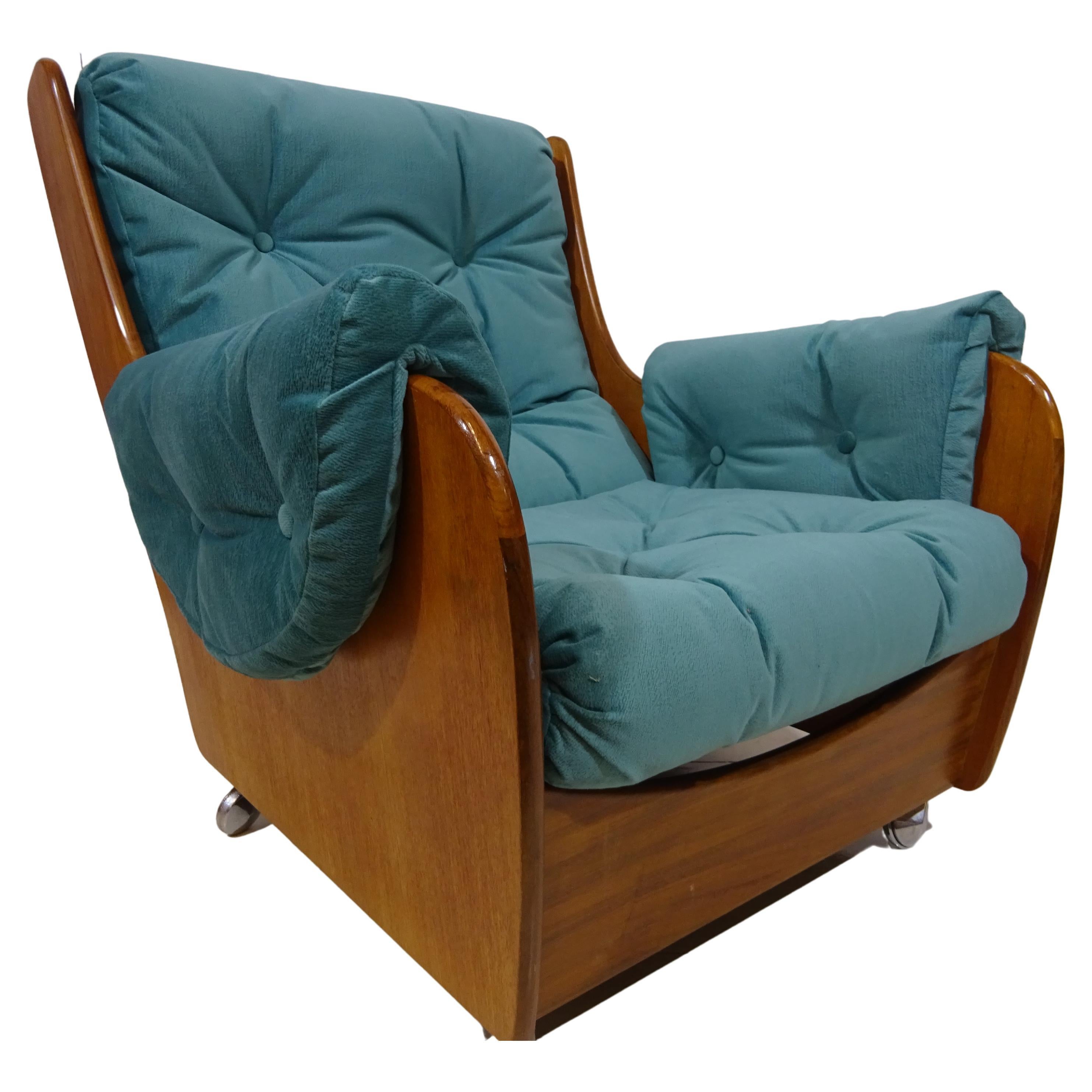 Limited Edition Mid Century Saddle Back Armchair by G Plan in Teal Velvet