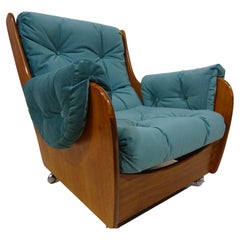 Retro Limited Edition Mid Century Saddle Back Armchair by G Plan in Teal Velvet