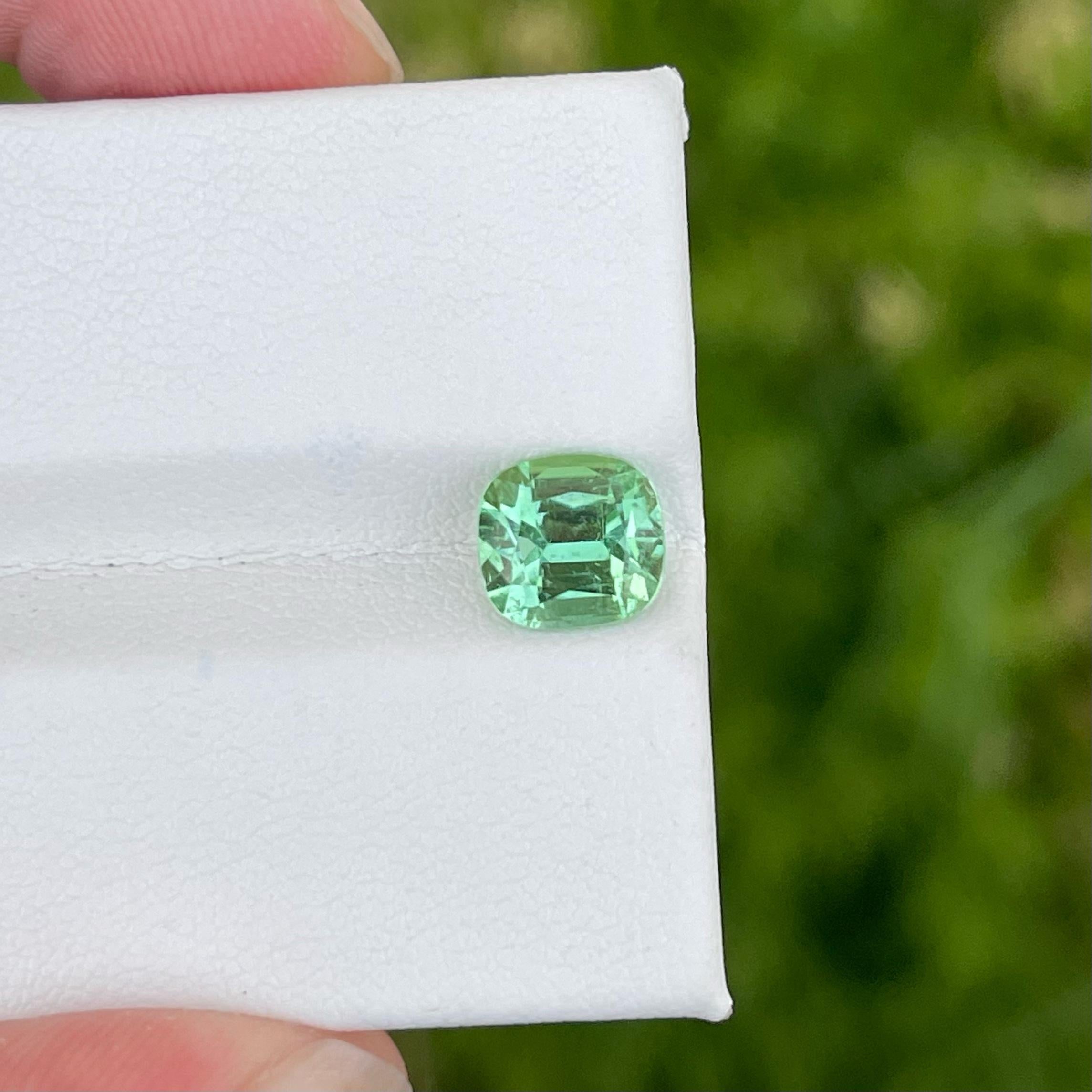 Modern Limited Edition Mint Green Tourmaline 2.45 carats Cushion Cut Afghani Loose Gems