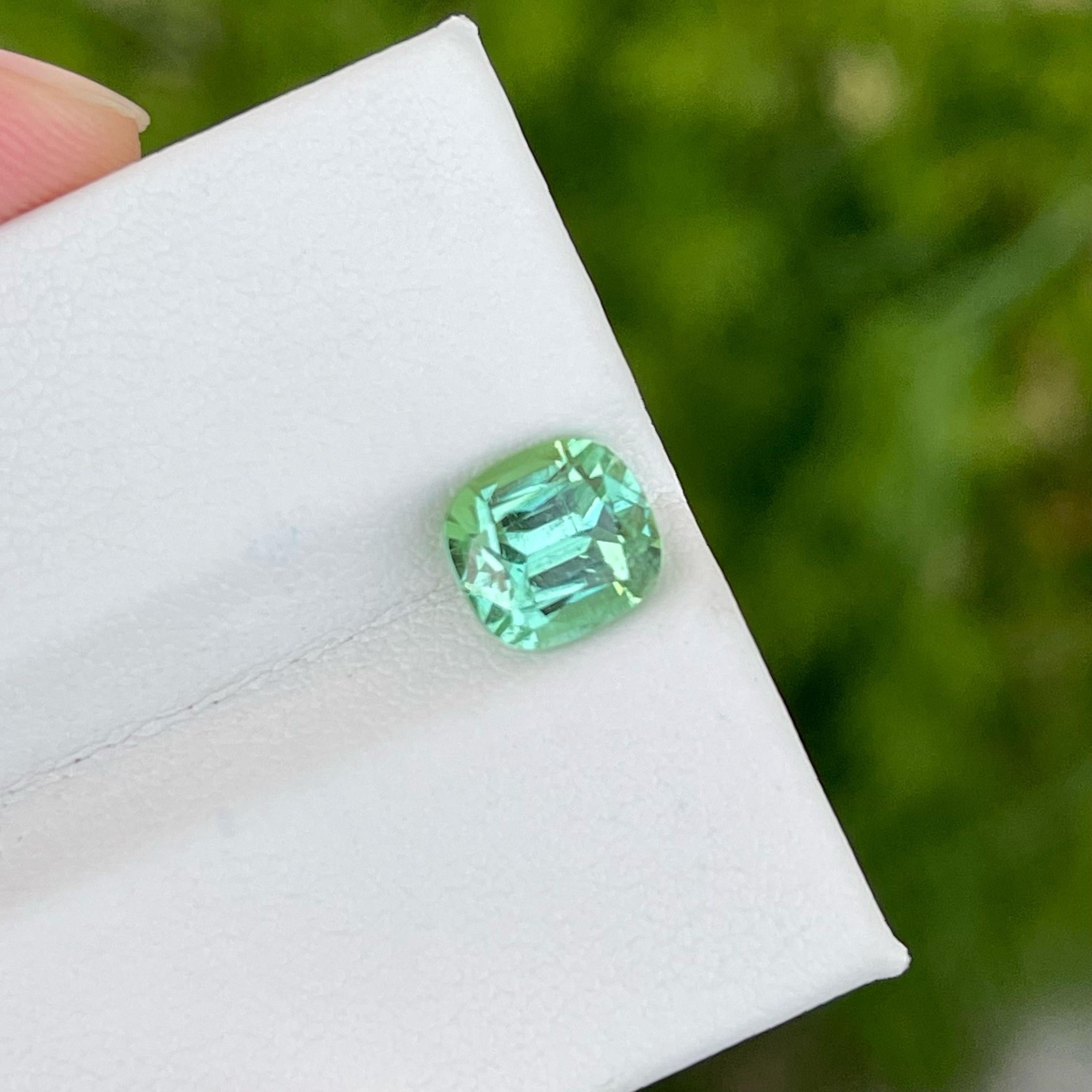 Limited Edition Mint Green Tourmaline 2.45 carats Cushion Cut Afghani Loose Gems In New Condition In Bangkok, TH