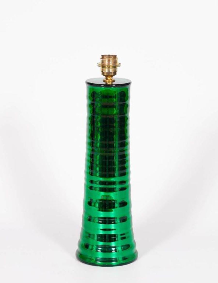 Mid-Century Modern Limited Edition Mirrored Green Table Lamp in Blown Murano Glass 1990s For Sale