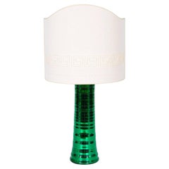 Limited Edition Mirrored Green Table Lamp in Blown Murano Glass 1990s