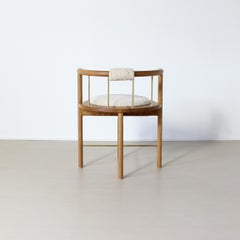 Modern Lloyd Accent Chair in White Oak, Brass, Shearling