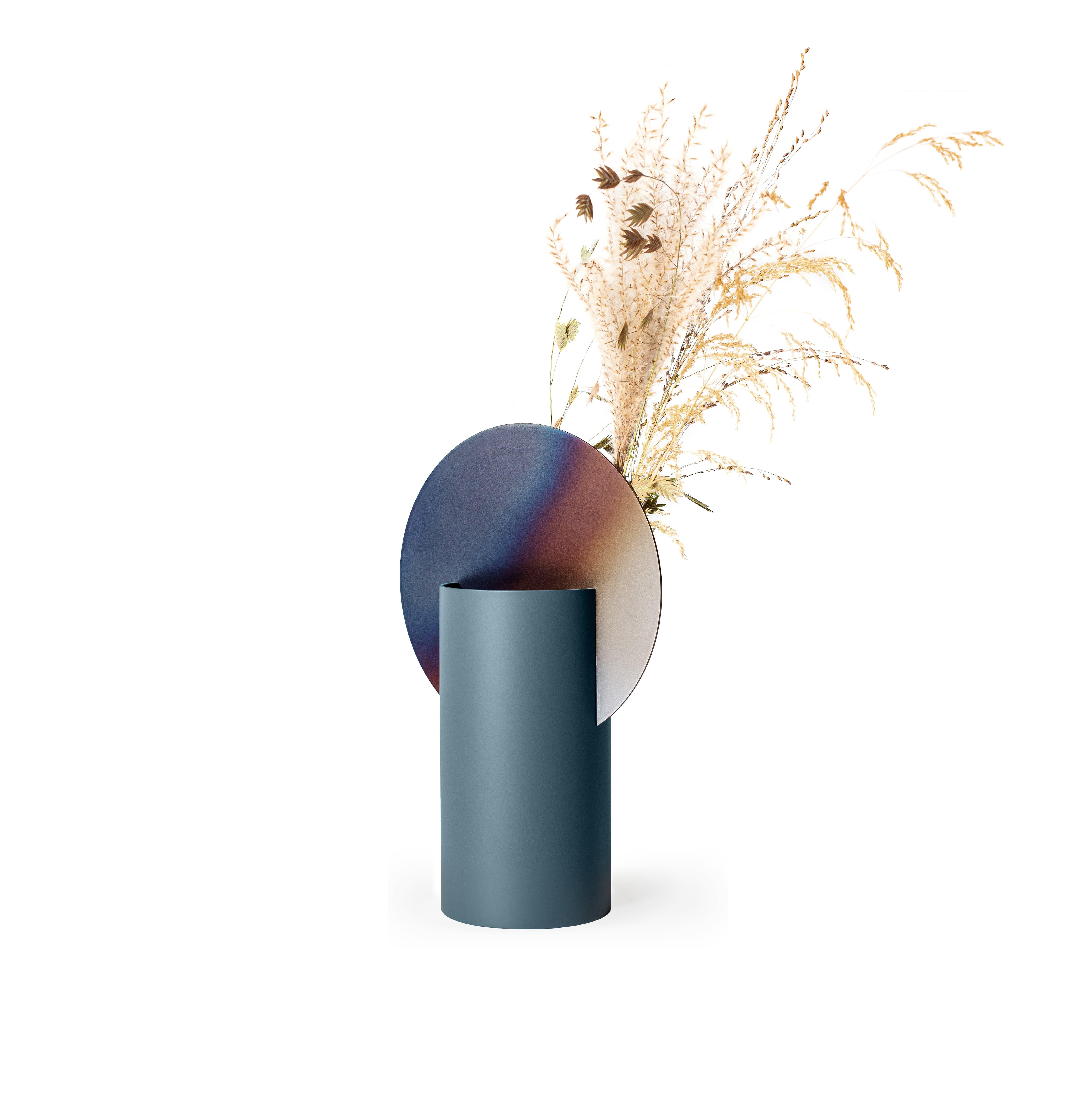 Ukrainian Limited Edition Modern Malevich Vase CSL5 by NOOM with Burned Steel