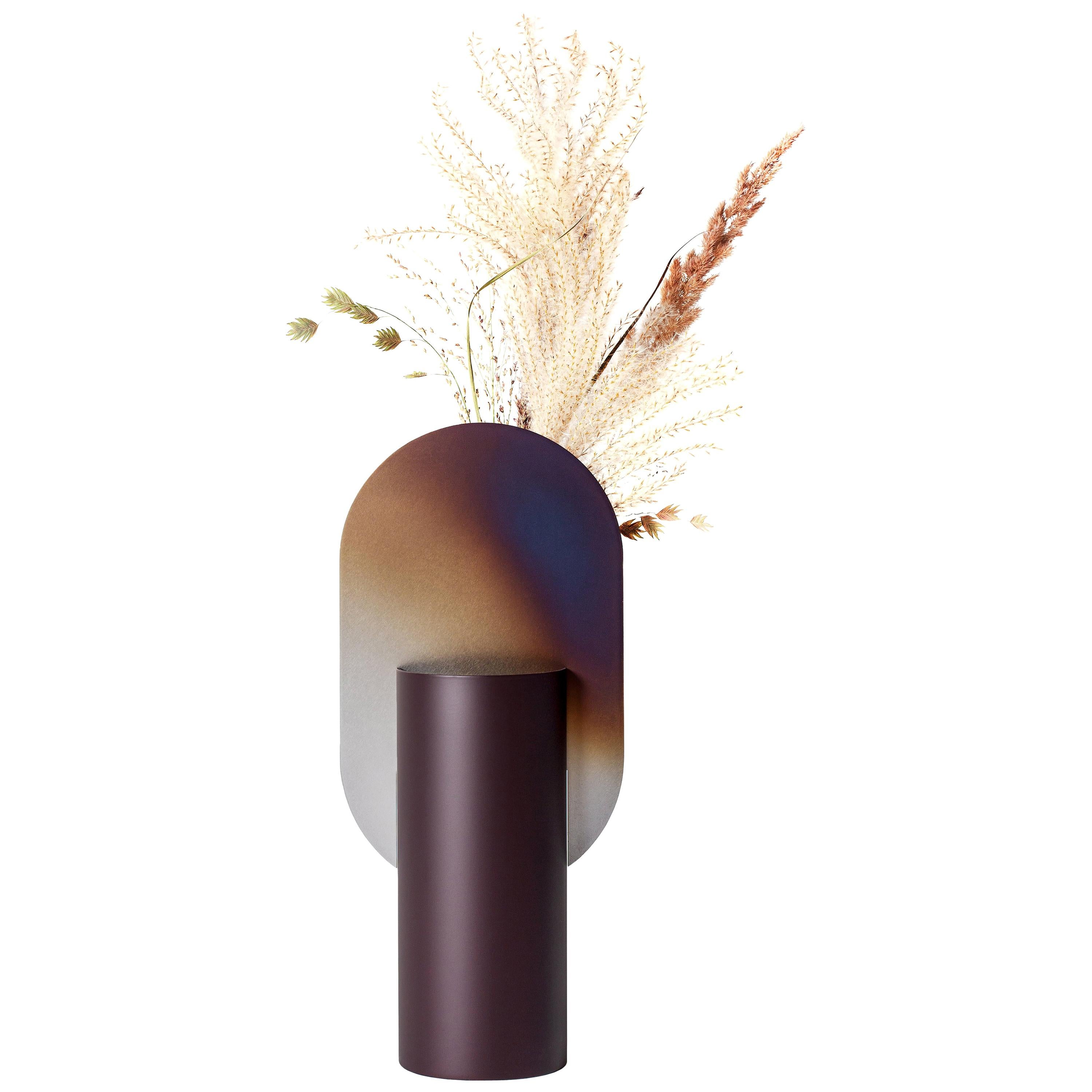 Limited Edition Modern Vase Genke CSL5 by Noom with Burned Steel Accent