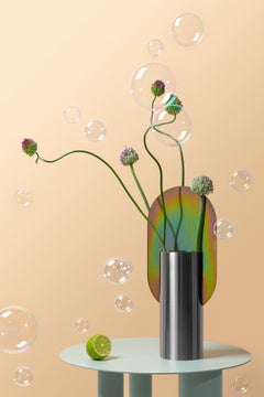 Numbered Edition Modern Vase Genke CSL7 in Rainbow Zinc Plating Steel by Noom