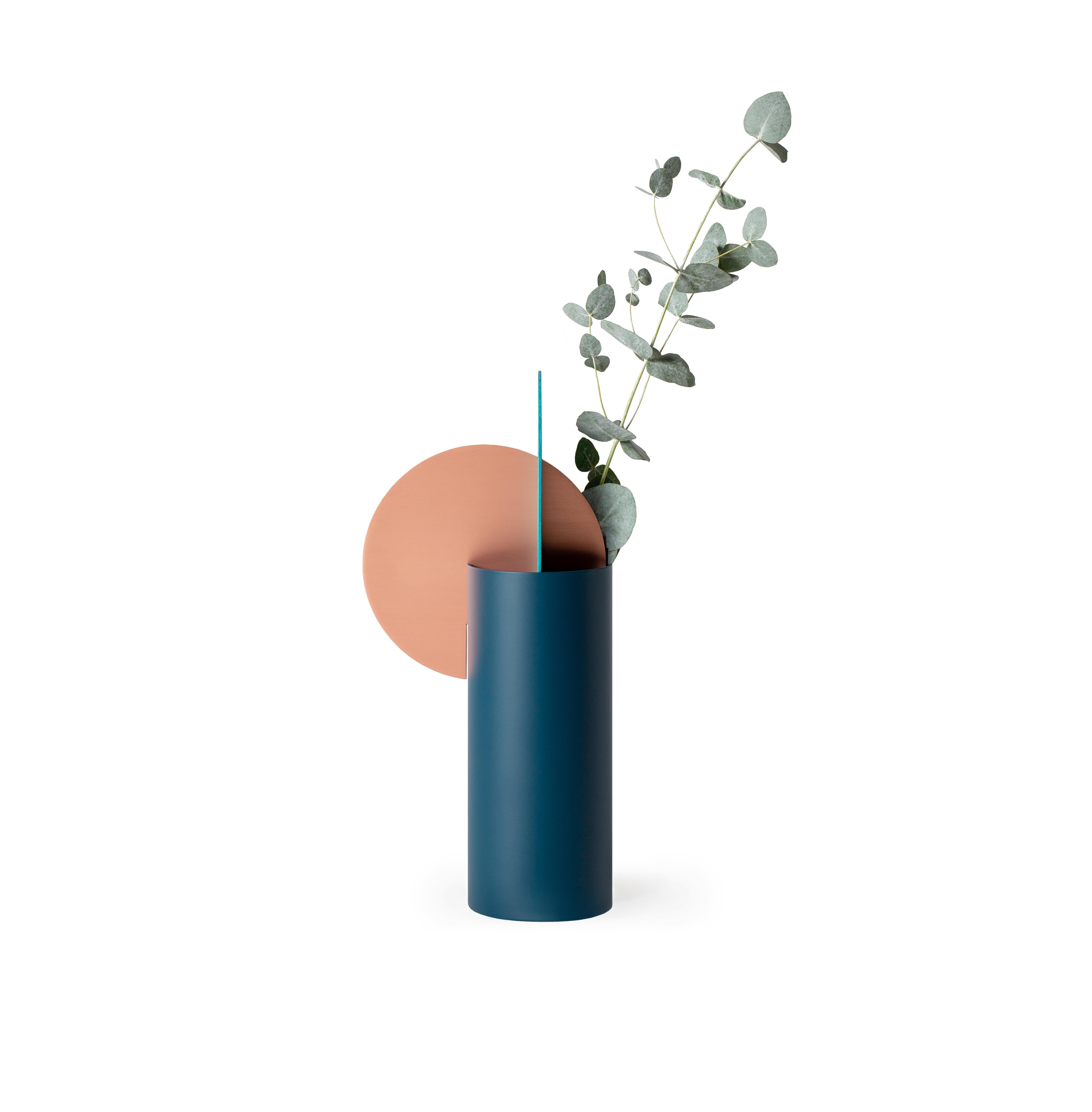 Limited Edition Modern Vase Yermilov CSL2 by NOOM in Oxidized Copper and Steel 2