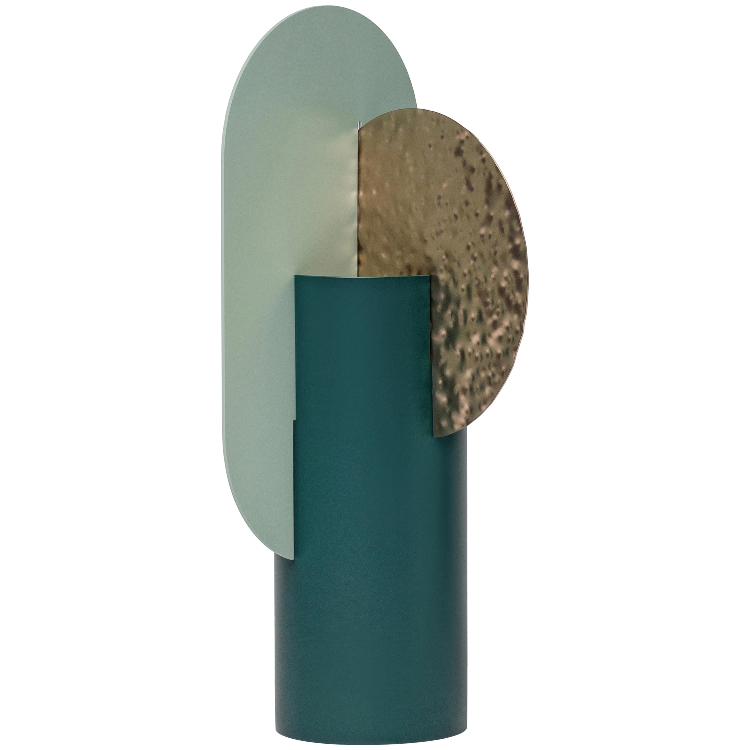 Limited Edition Modern Vase Yermilov CSL3 by NOOM in Hammered Brass and Steel