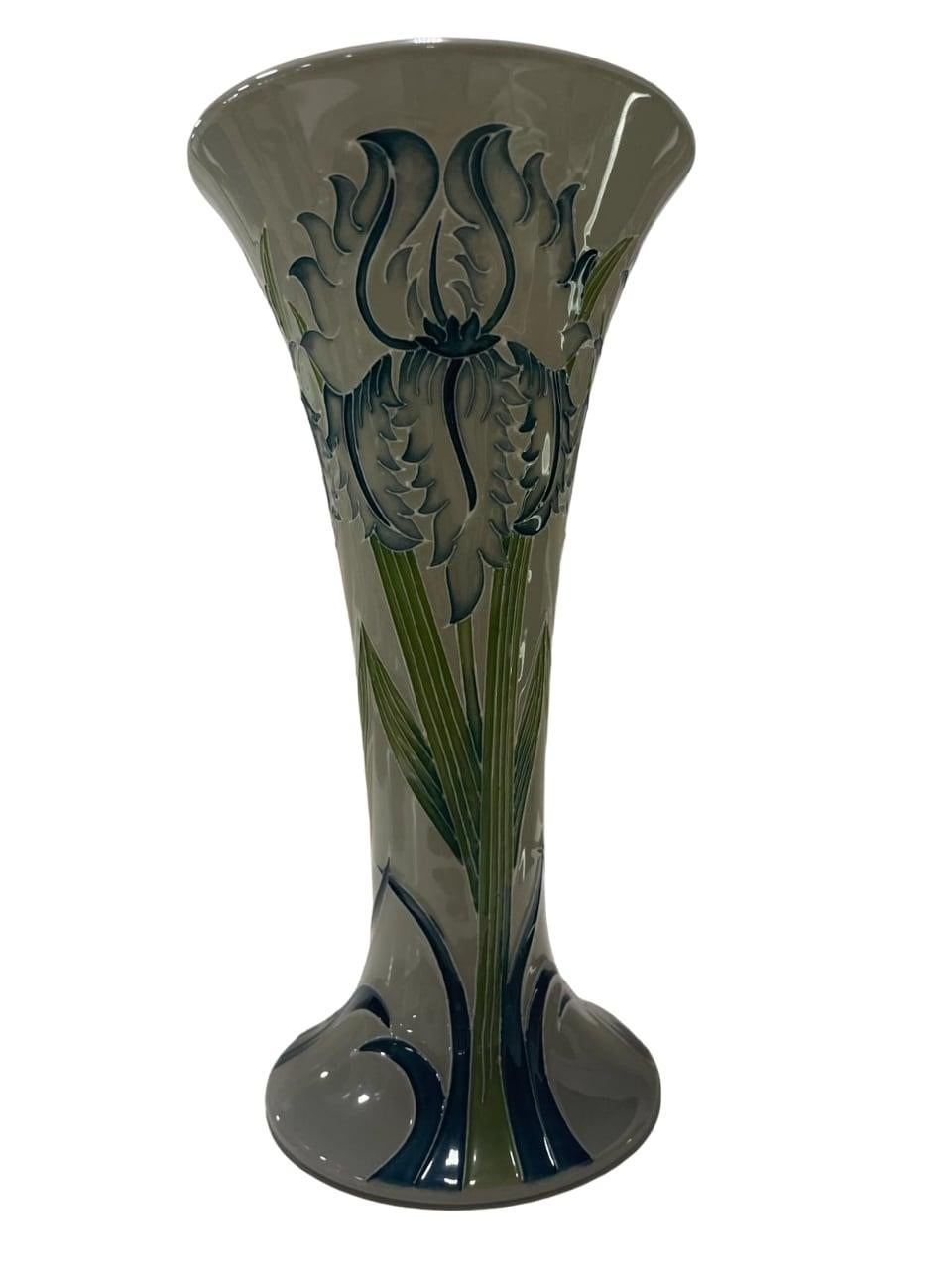 Contemporary LIMITED EDITION Moorcroft Green Iris vase, from the Legacy collection dated 2013 For Sale