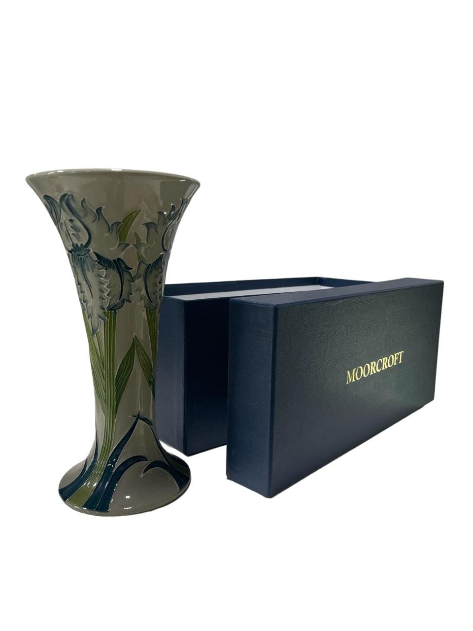 LIMITED EDITION Moorcroft Green Iris vase, from the Legacy collection dated 2013 For Sale 1