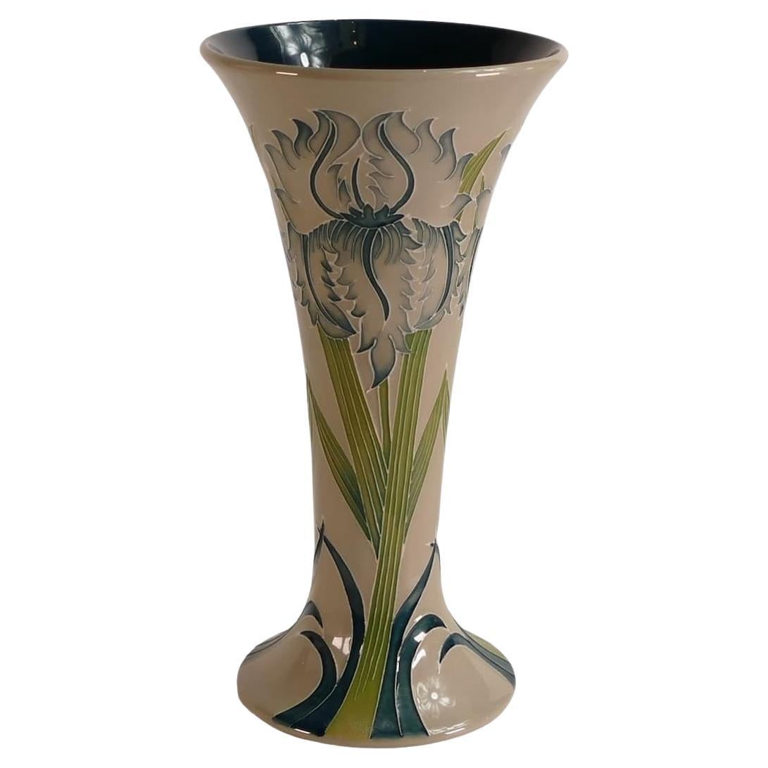LIMITED EDITION Moorcroft Green Iris vase, from the Legacy collection dated 2013 For Sale