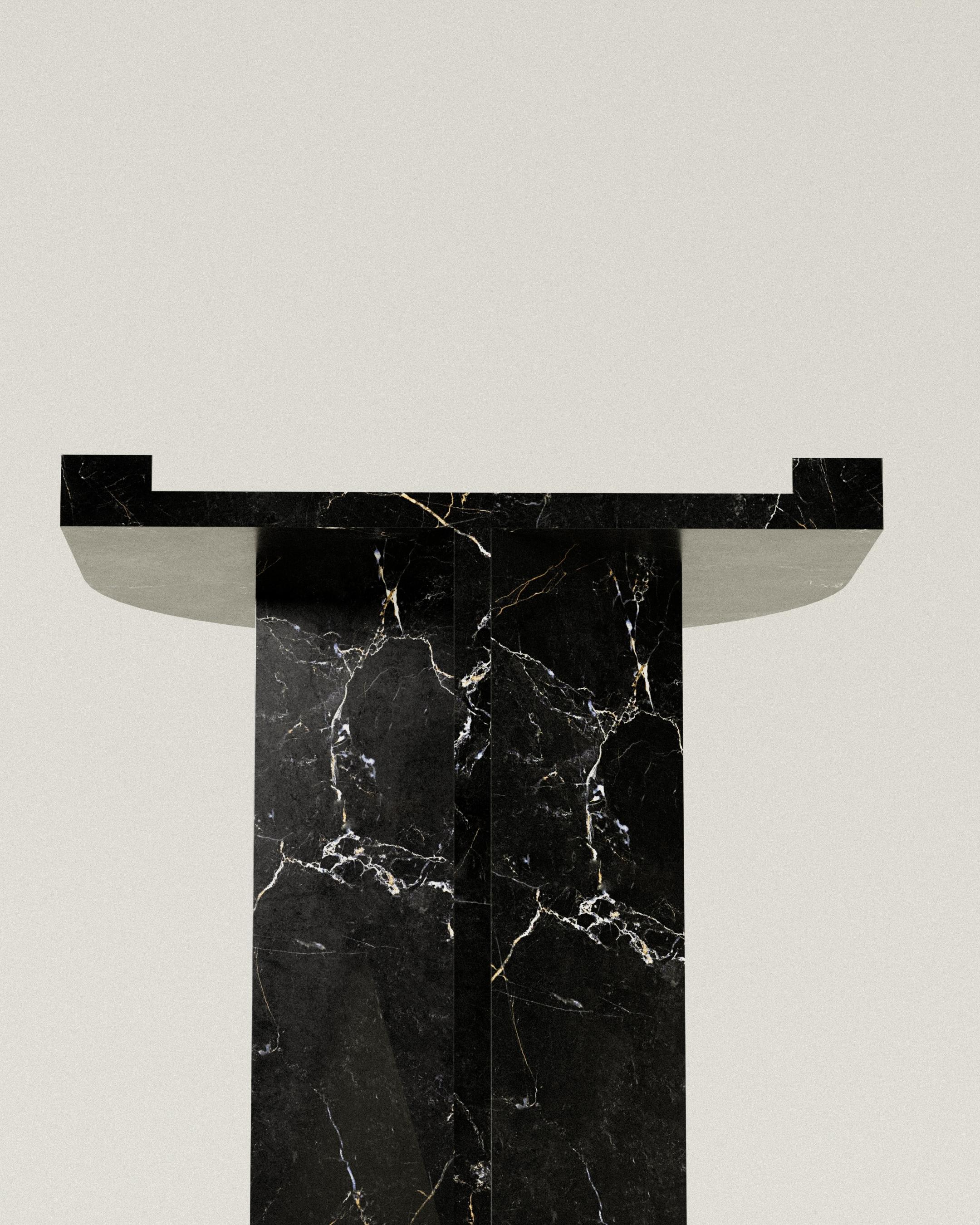 Postmoderne Tabouret NullEins en marbre noir, édition limitée, Justus Knut Schomann en vente