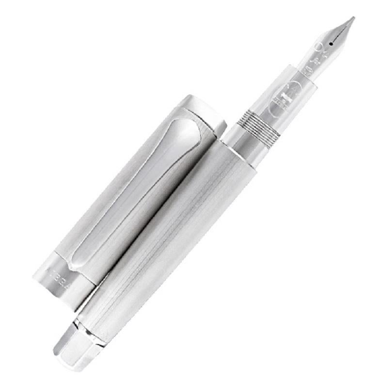 Limited edition Omas for Maserati fountain pen in sterling silver with 18k nib # 0486/1200. Made in Italy. New, complete with presentation box, papers and ink well.