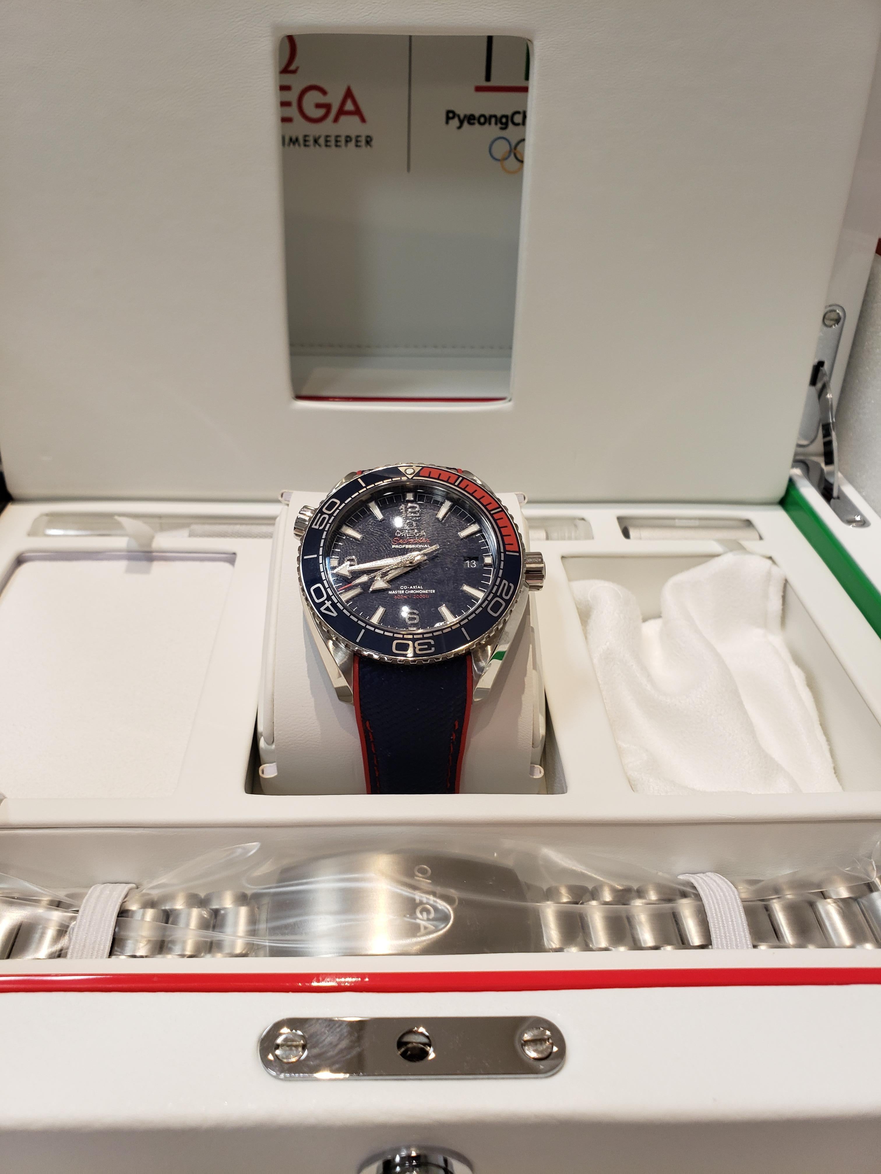 Limited Edition Omega Sea Master Planet Ocean 2018 Olympic Games Watch For Sale 3