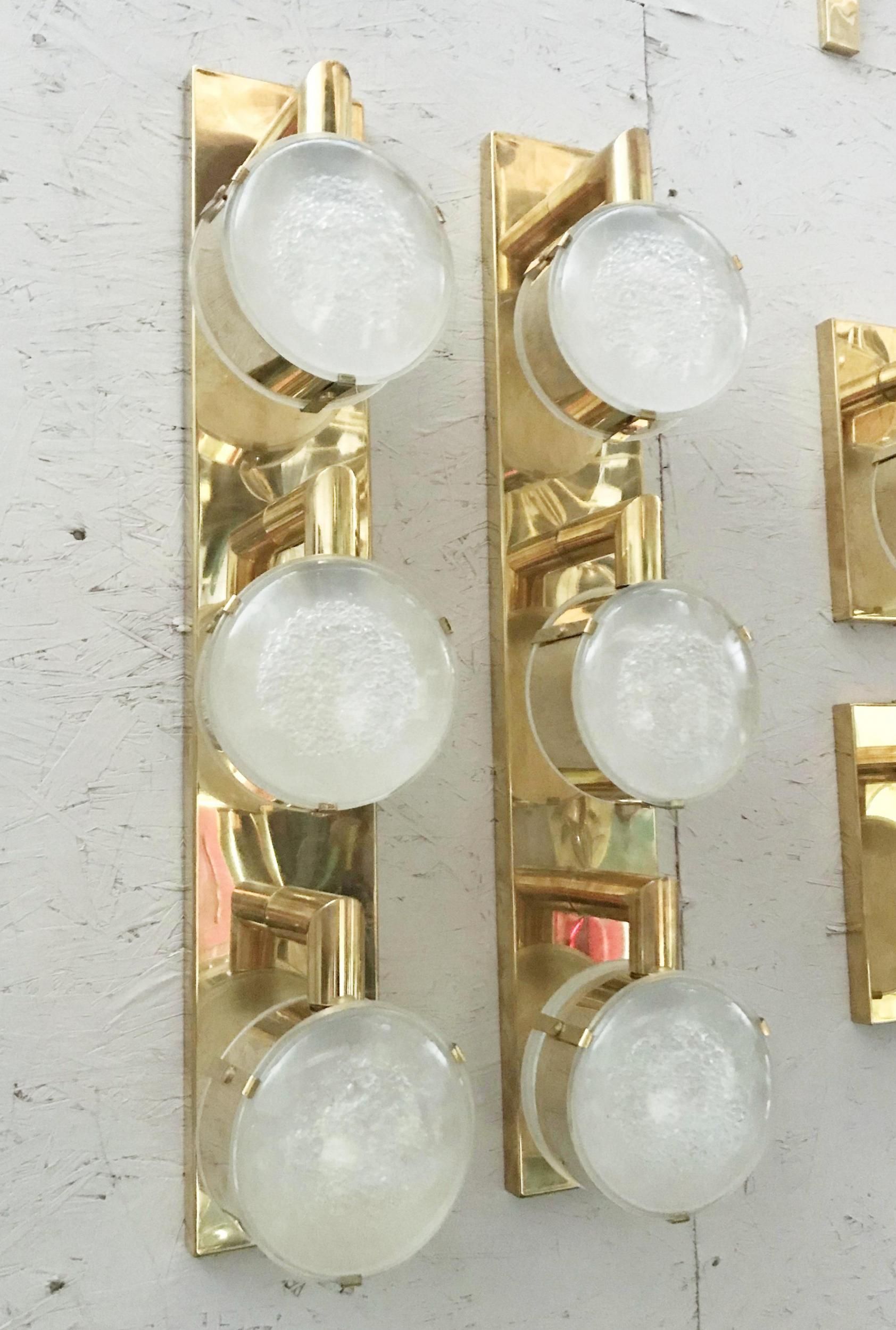 Limited edition pair of murano frosted glass sconces, c 1990s.