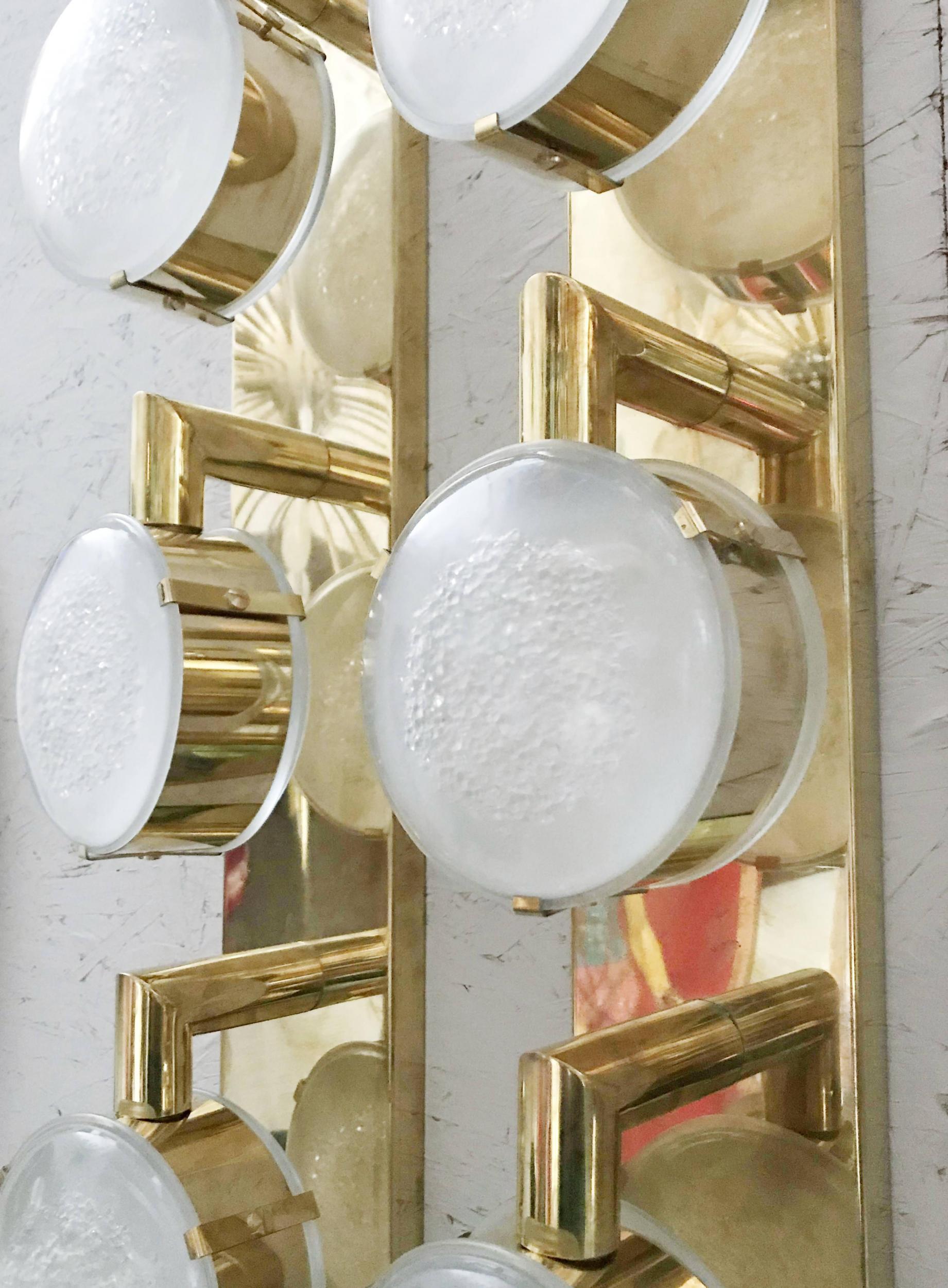 Limited Edition Pair of Murano Frosted Glass Sconces, c 1990s In Good Condition In Los Angeles, CA