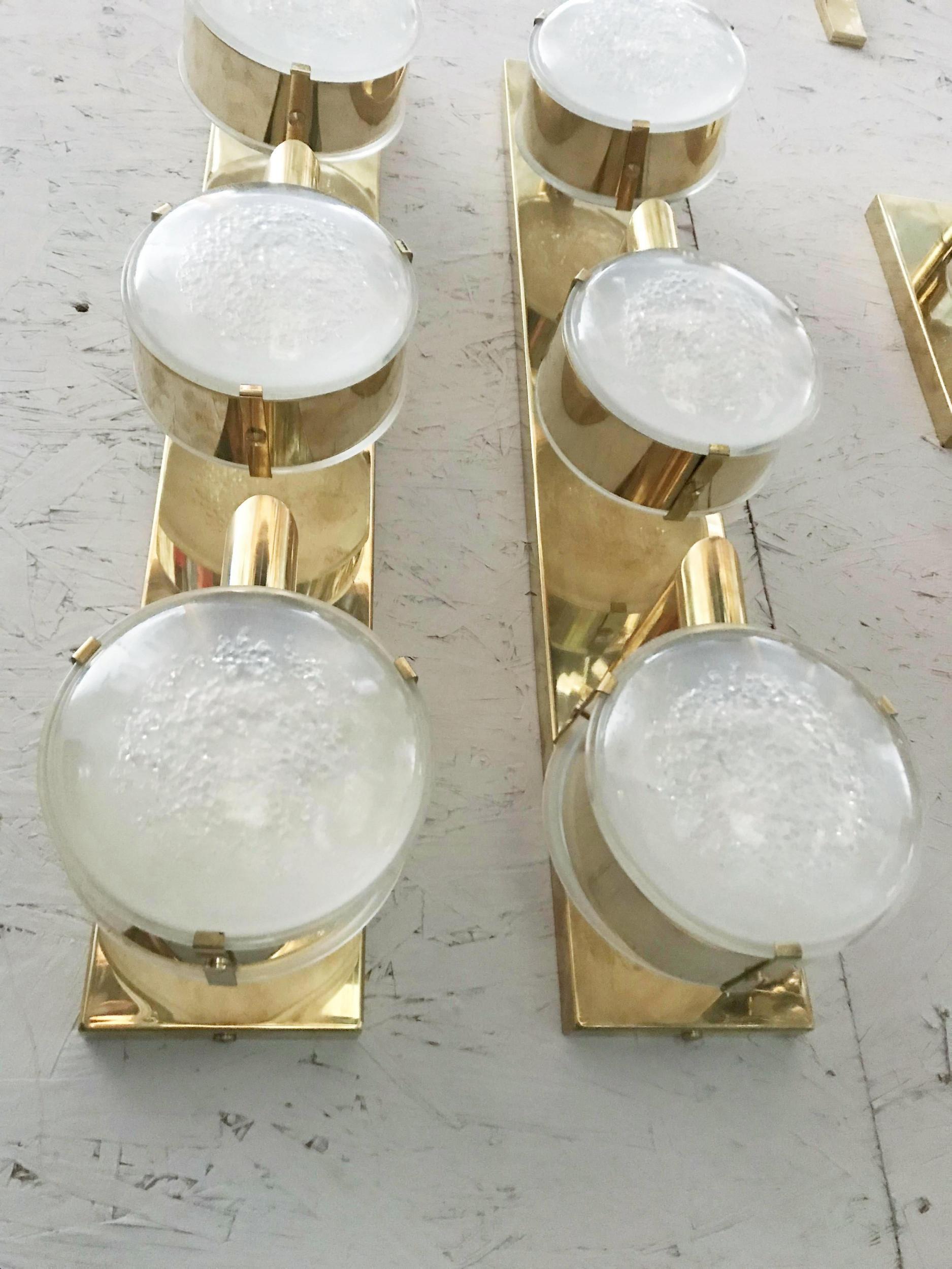20th Century Limited Edition Pair of Murano Frosted Glass Sconces, c 1990s