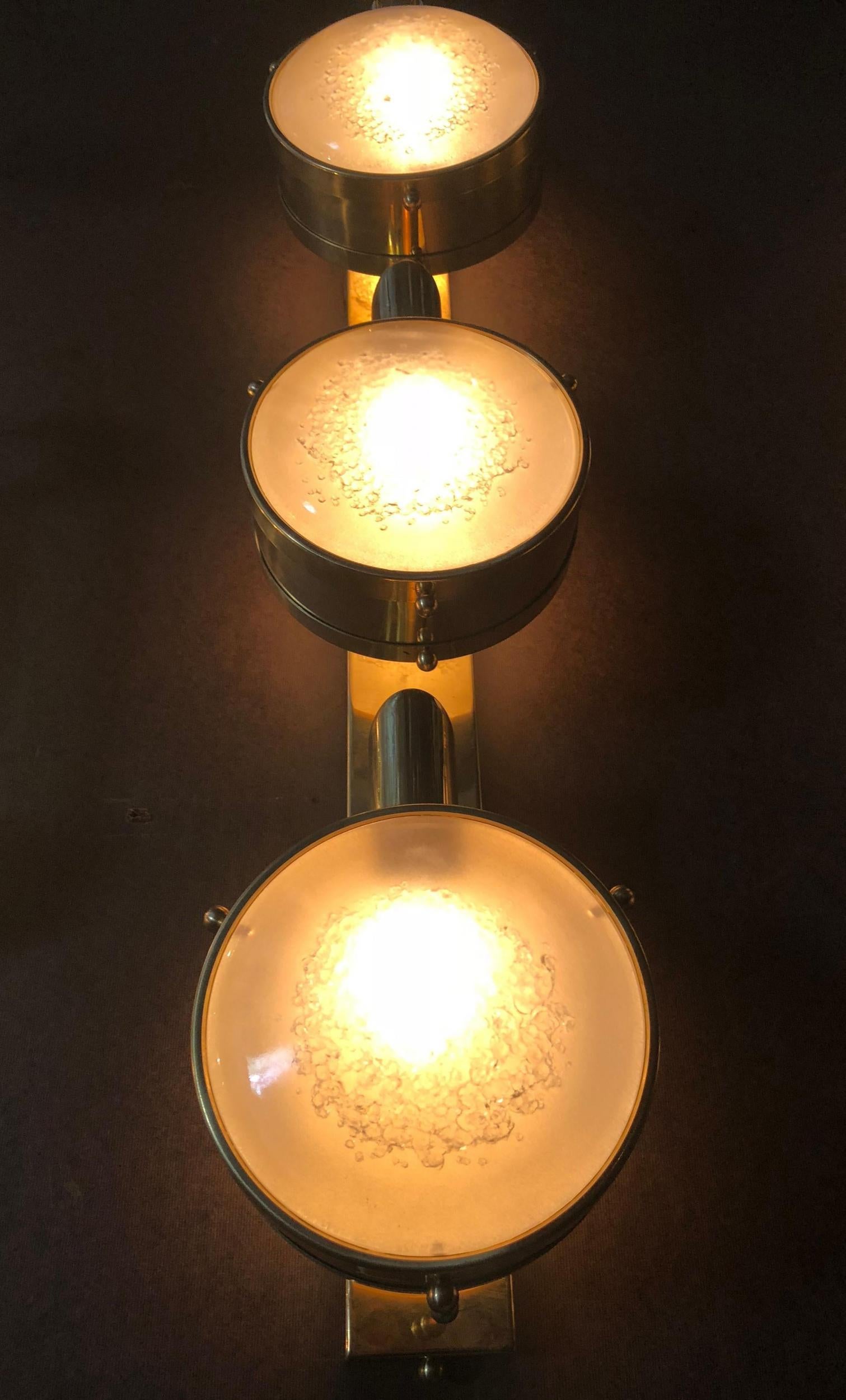 Limited Edition Pair of Murano Frosted Glass Sconces, circa 1990s 4
