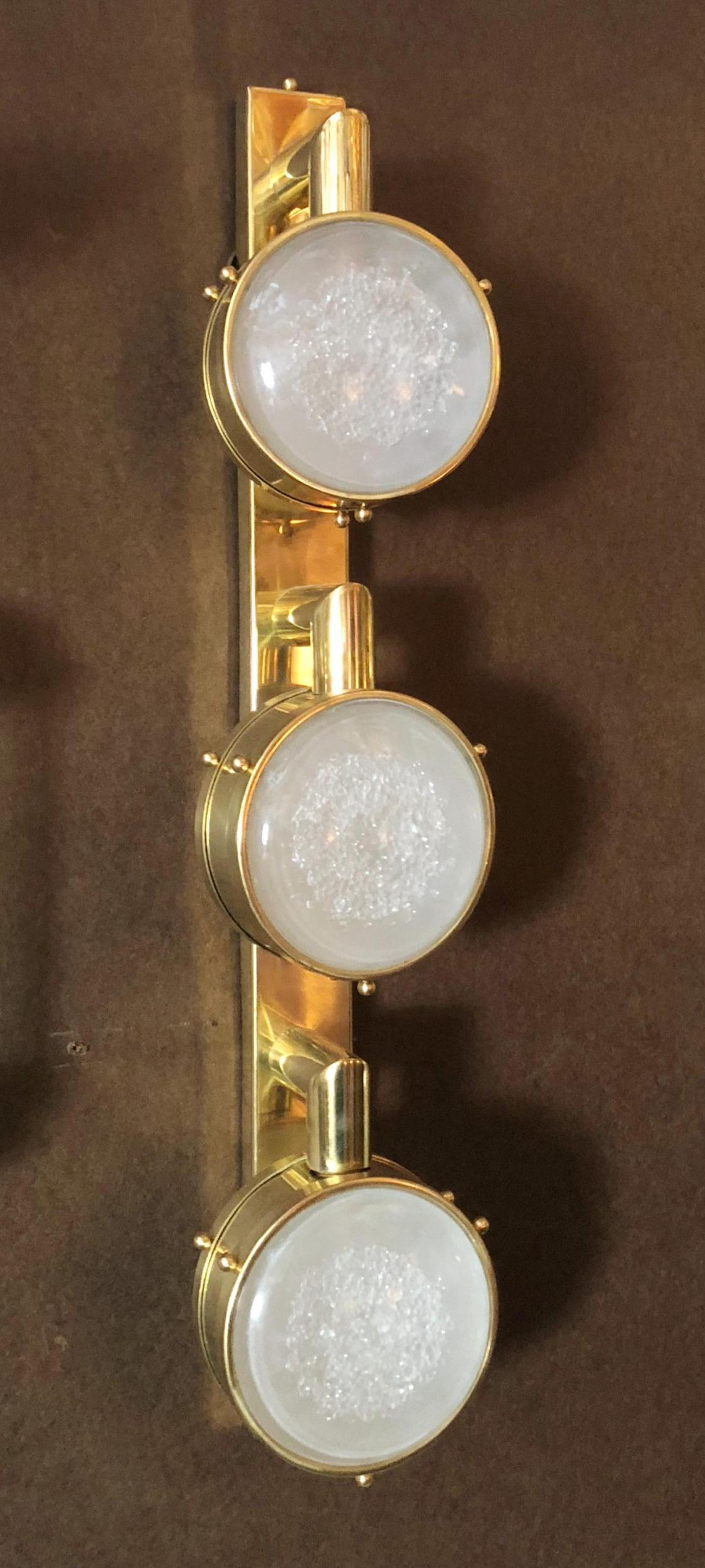 Late 20th Century Limited Edition Pair of Murano Frosted Glass Sconces, circa 1990s