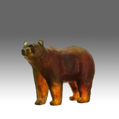 Limited Edition Pate de Verre Glass Sculpture "Ours Debout" by Daum