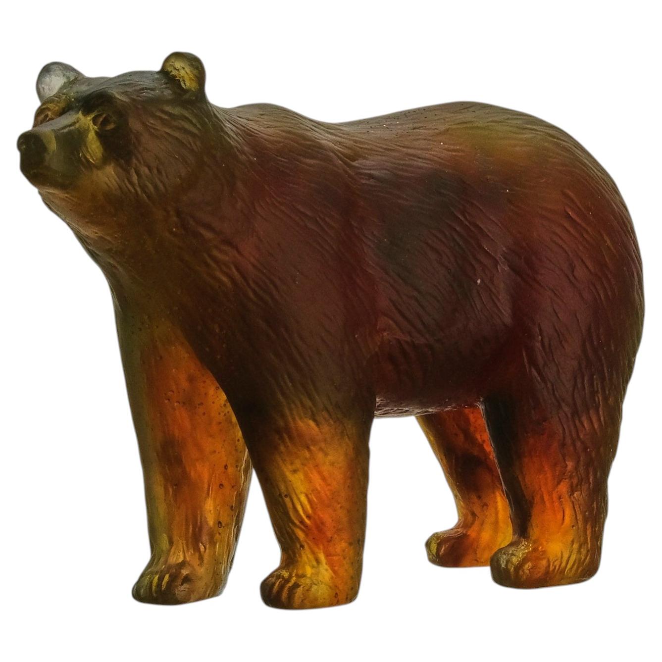 Limited Edition Pate de Verre Glass Sculpture "Ours Debout" by Daum