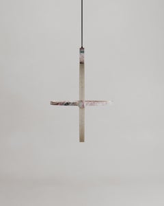 Limited Edition, Pink Marble Stone Ring-Shaped Gaïa Lamp By Esther Knopfler