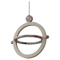Limited Edition, Pink Marble Stone Ring-Shaped Gaïa Lamp By Esther Knopfler