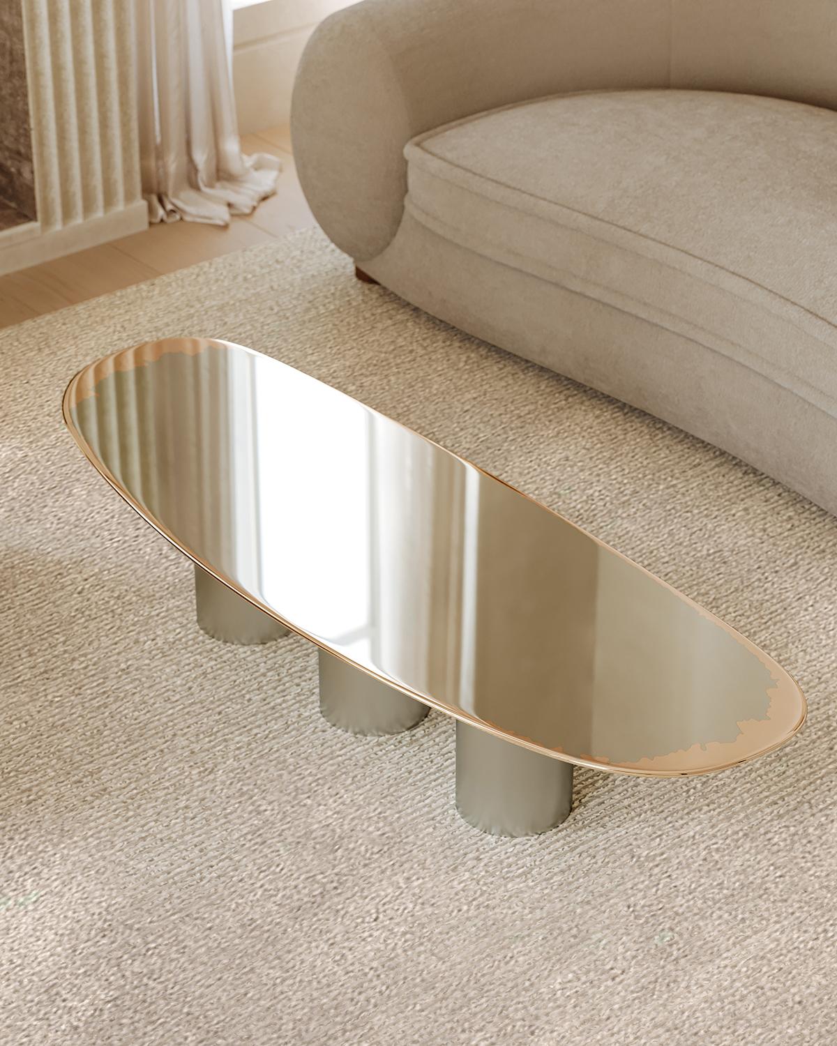 American Polished Bronze Stainless Steel Transition Coffee Table Limited Edition  For Sale