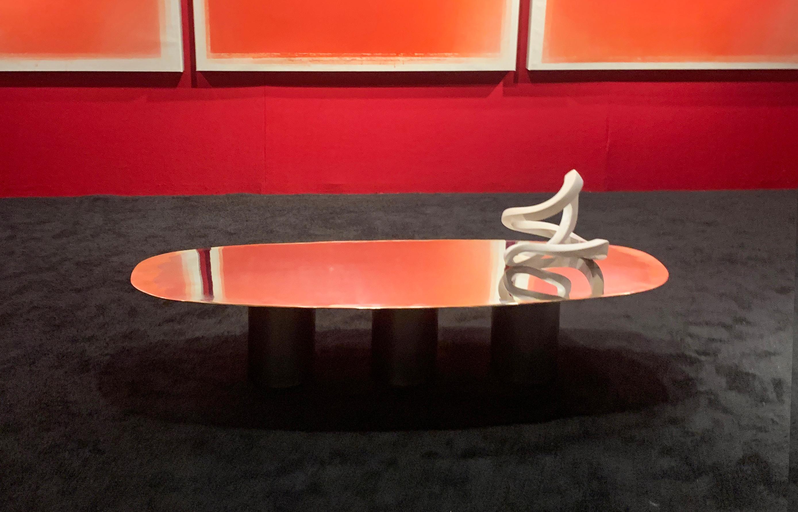 XXIe siècle et contemporain Table basse Transition en bronze poli et acier inoxydable, édition limitée  en vente
