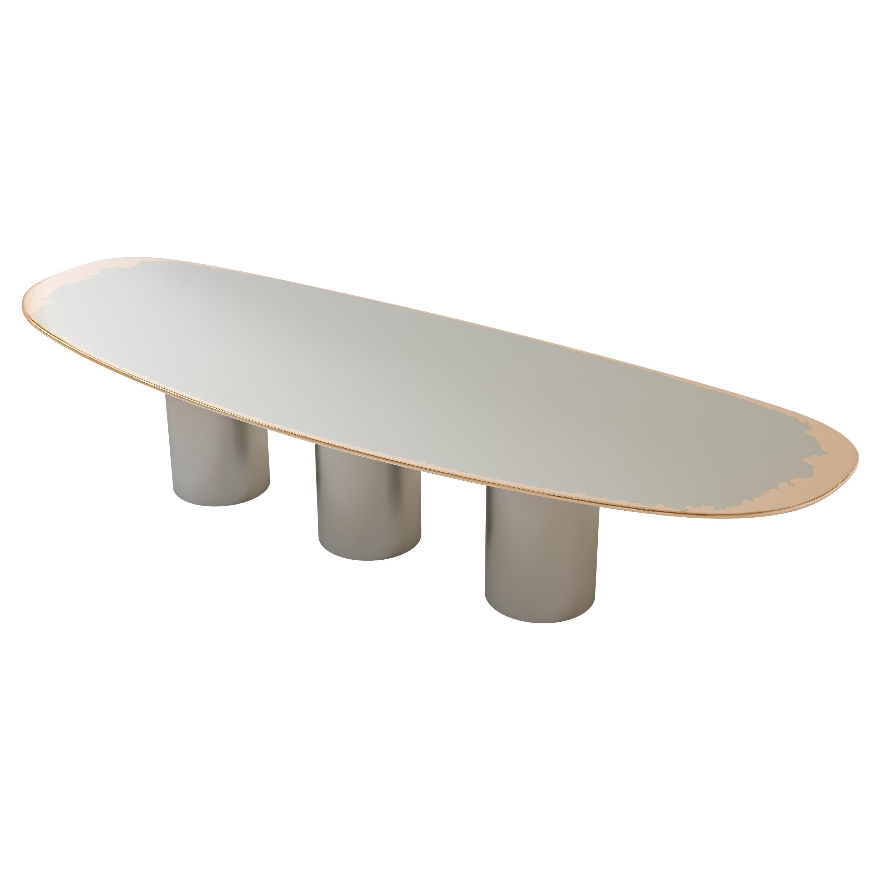 Table basse Transition en bronze poli et acier inoxydable, édition limitée  en vente