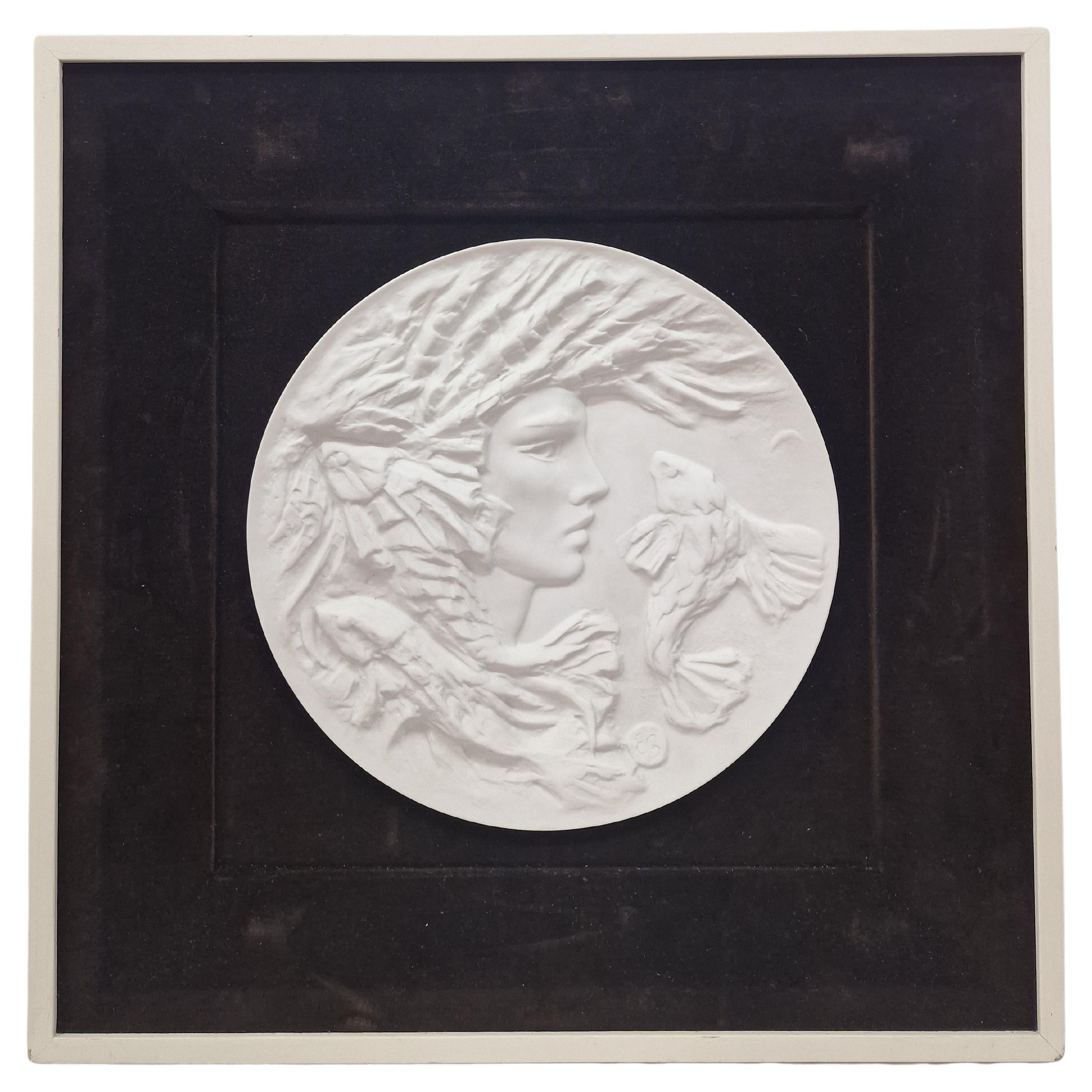 Quadro in porcellana in edizione limitata del segno zodiacale Pesci, Ernst Bruzek 1970s Germania in vendita