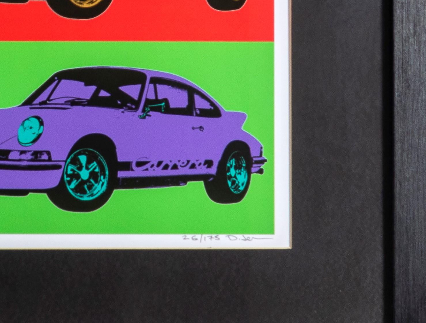 The iconic Porsche 911 RS 1973, pop art print in the style of Andy Warhol.
Vibrant wall art, a great addition to your art collection.
Probably 1980s, these are signed limited edition prints but the artist is unknown.
Prints are framed in black