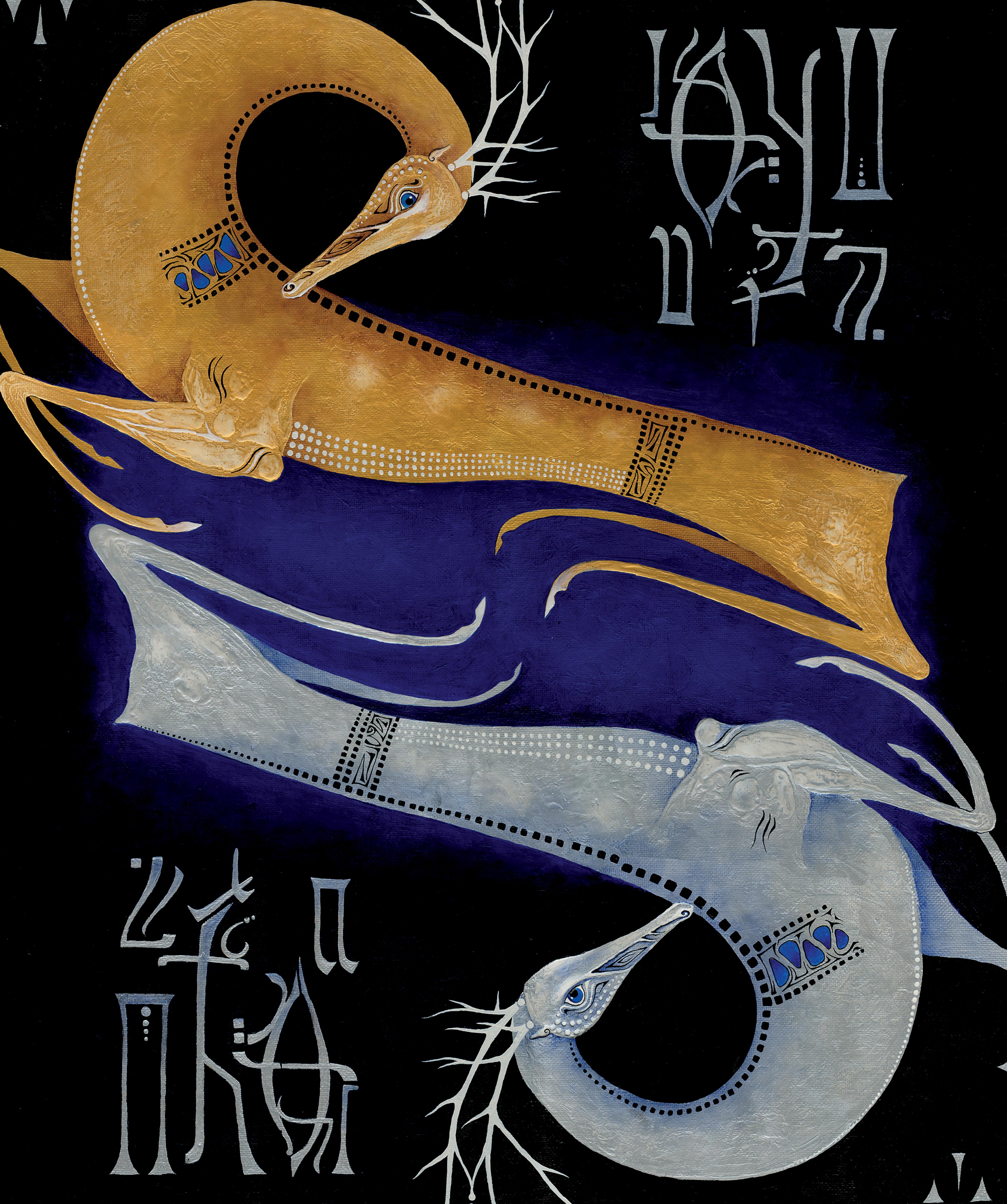 Druck in limitierter Auflage nach Original Andrew Ryabov – „Silber und goldene Hirsche“ im Zustand „Neu“ im Angebot in Hong Kong, HK
