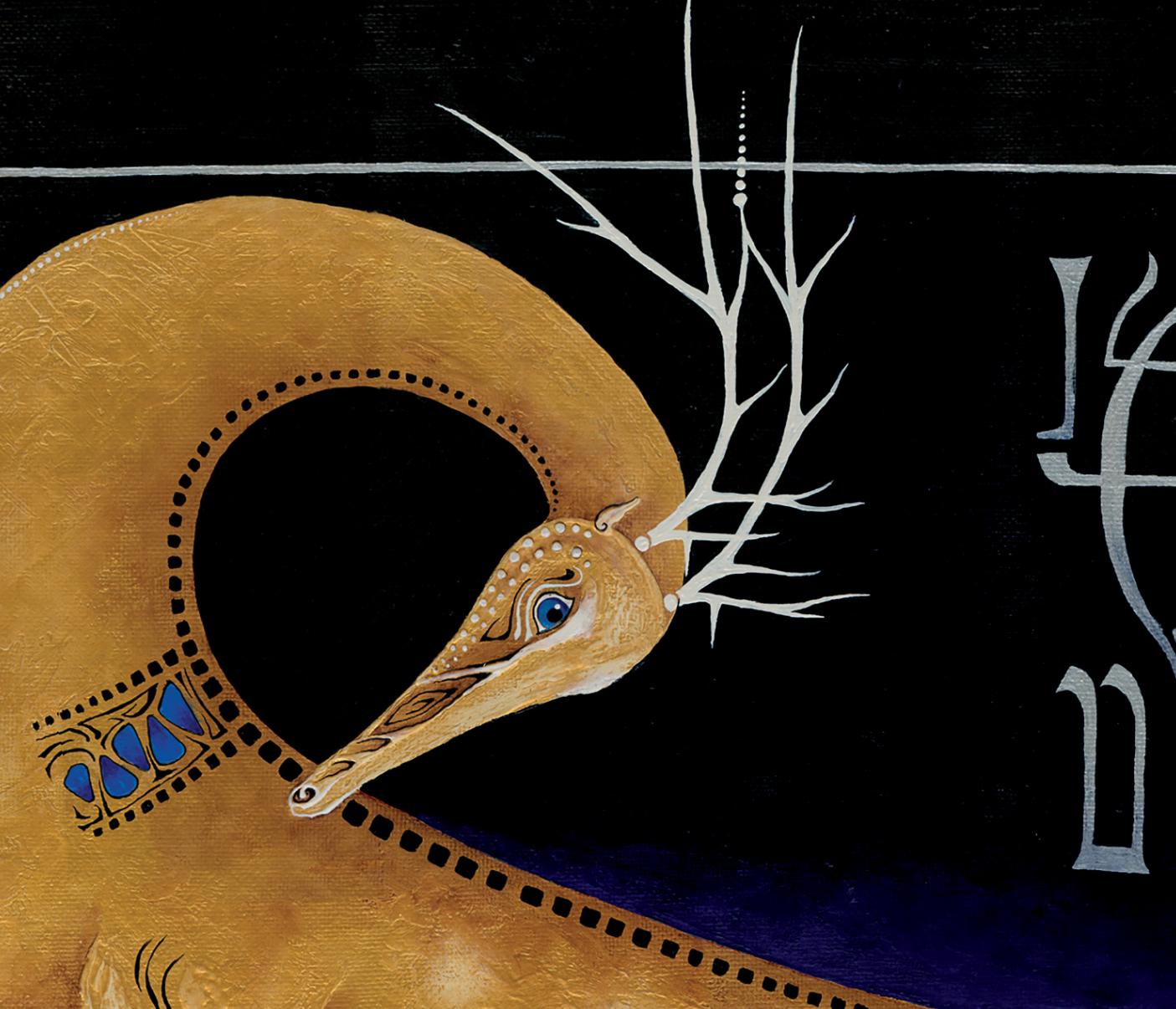 Druck in limitierter Auflage nach Original Andrew Ryabov – „Silber und goldene Hirsche“ (21. Jahrhundert und zeitgenössisch) im Angebot