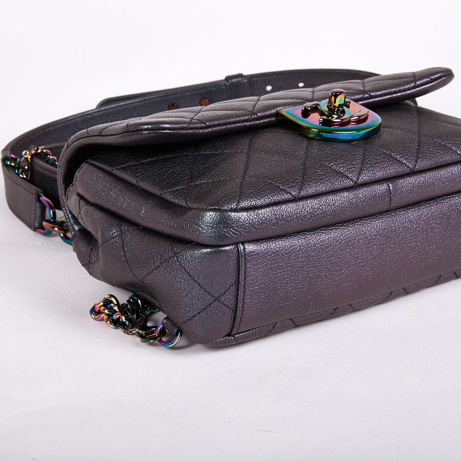 Black Limited Edition Rare CHANEL Bag in Purple Iridescent Leather