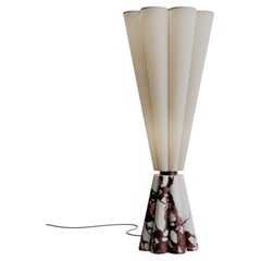 Limited Edition, Red Marble Stone Metal Fabric Bouquet Lamp S By Esther Knopfler