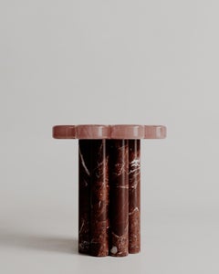 Limited Edition, Red Rosa Marble Brass Marbelle Side Table By Esther Knopfler