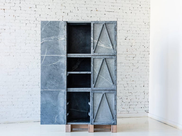 Limited Edition Relief Stone Cabinet in Soapstone by Fort Standard, in Stock For Sale 1