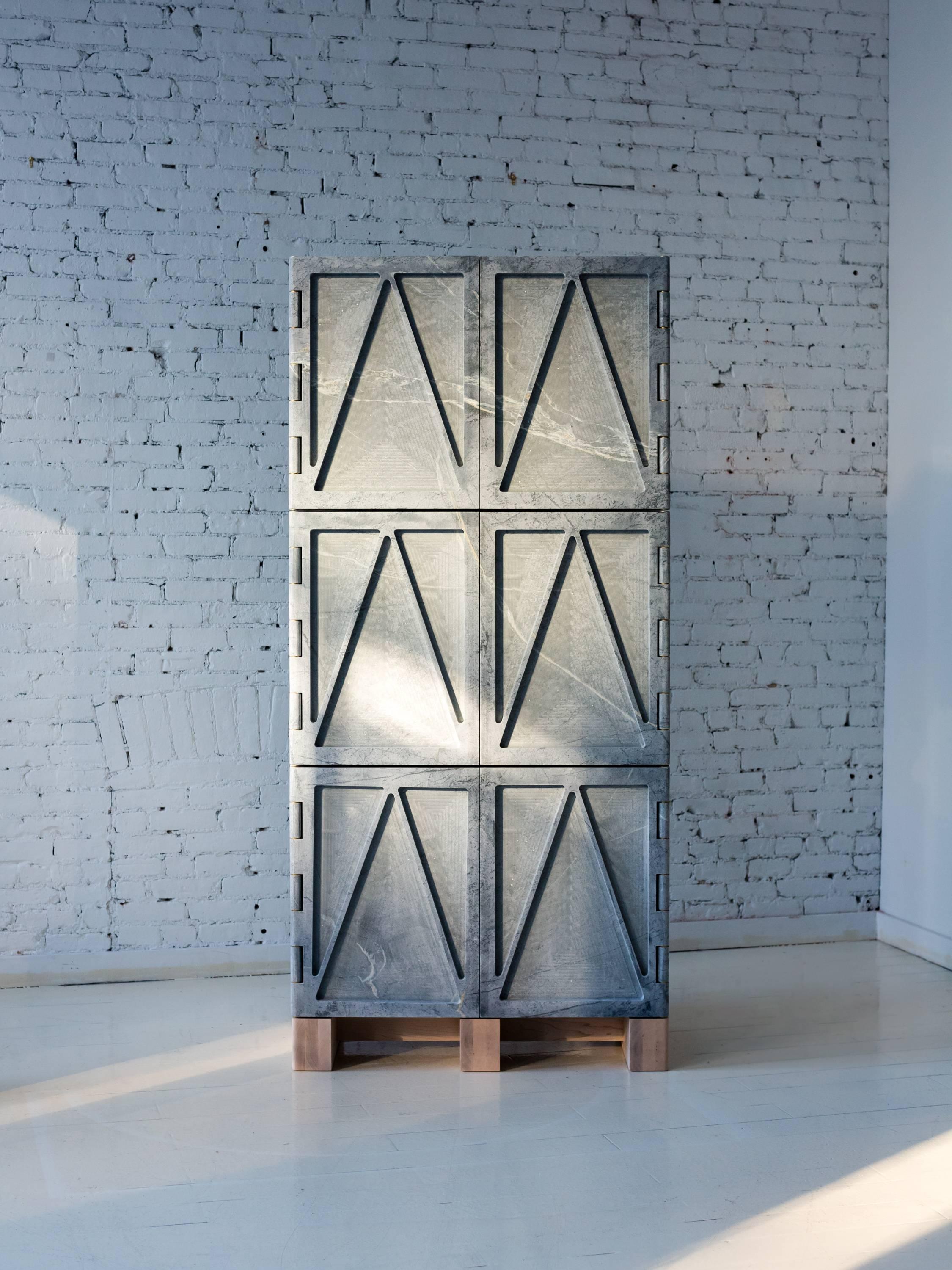 Limited Edition Relief Stone Cabinet in Soapstone by Fort Standard, in Stock For Sale 3