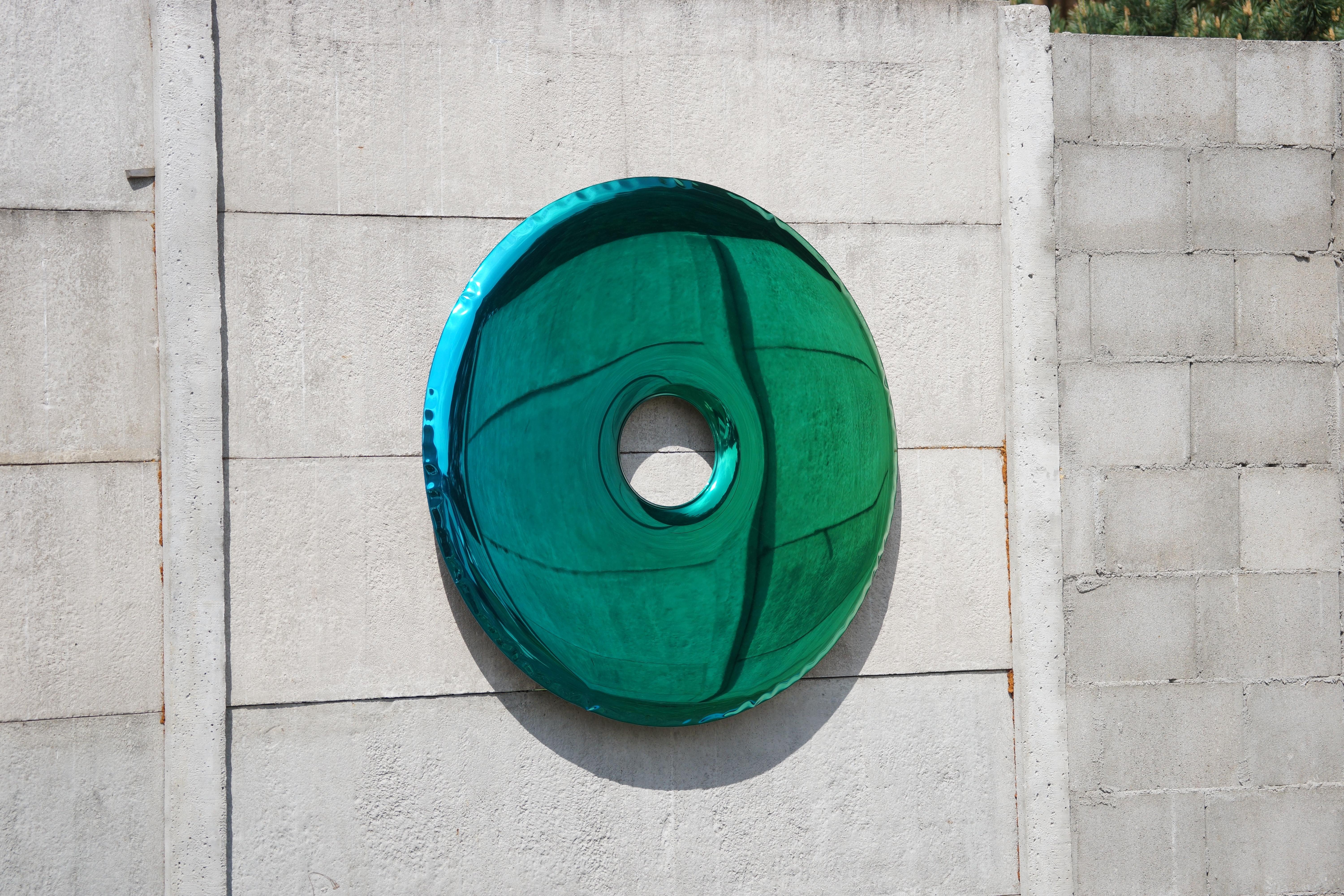 XXI secolo e contemporaneo Edizione limitata del Rondo 120 Gradient Mirror in acciaio inossidabile verde di Zieta in vendita
