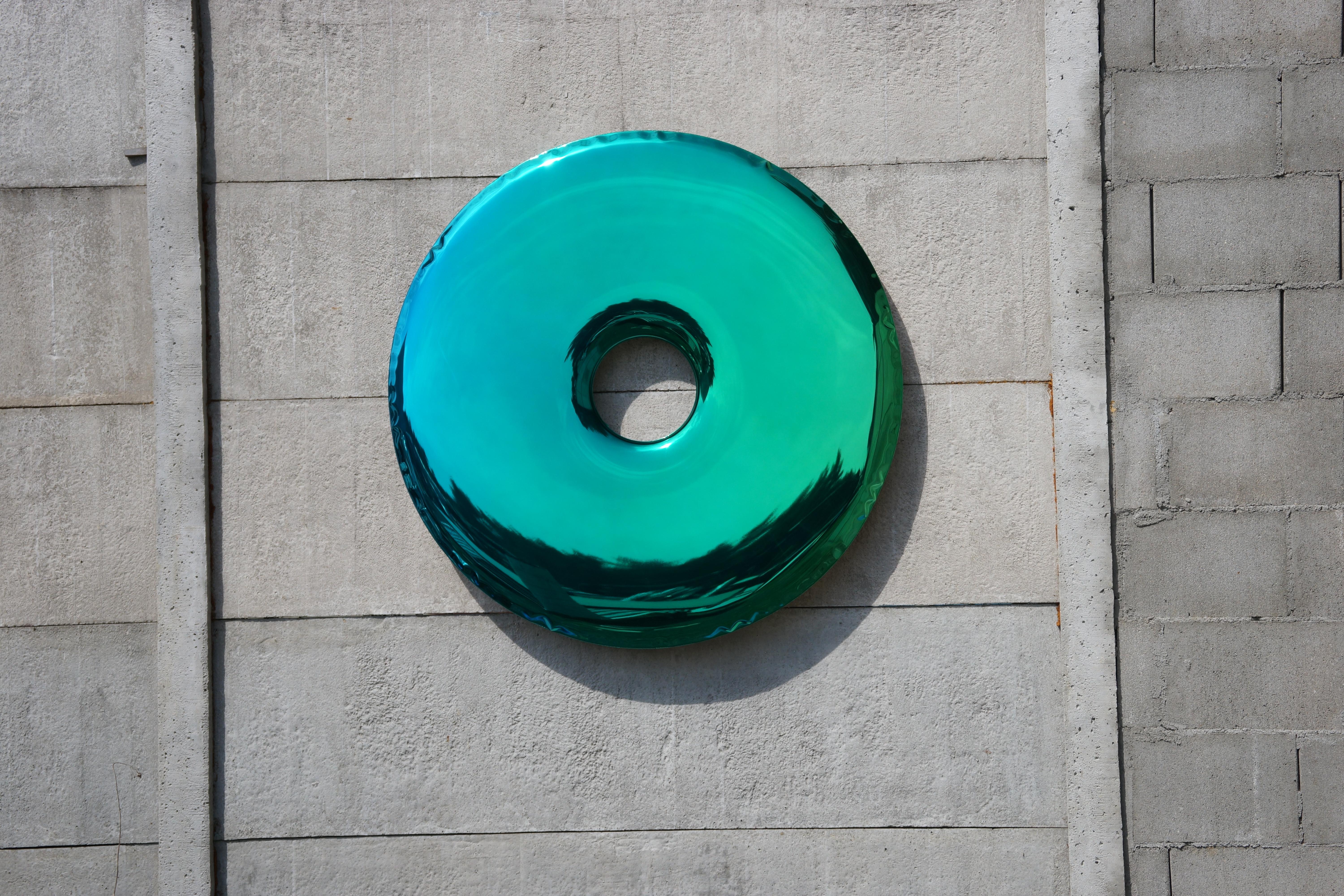 XXIe siècle et contemporain Miroir Rondo 75 Gradient en acier inoxydable vert, édition limitée, par Zieta en vente