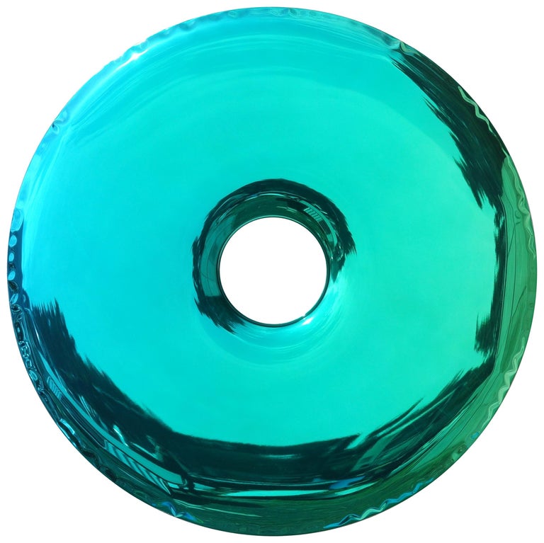 Limited Edition Rondo 75 Gradient Mirror in Green Stainless Steel by Zieta For Sale