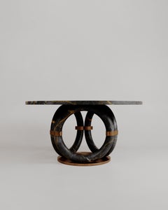 Limited Edition, Round Black Marble Bronze Lilly Dining Table By Esther Knopfler
