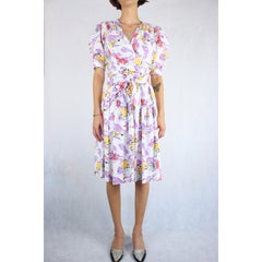 Limitierte Auflage Saint Laurent „Paris“ Druck Sommer Ensemble. ca. 1983