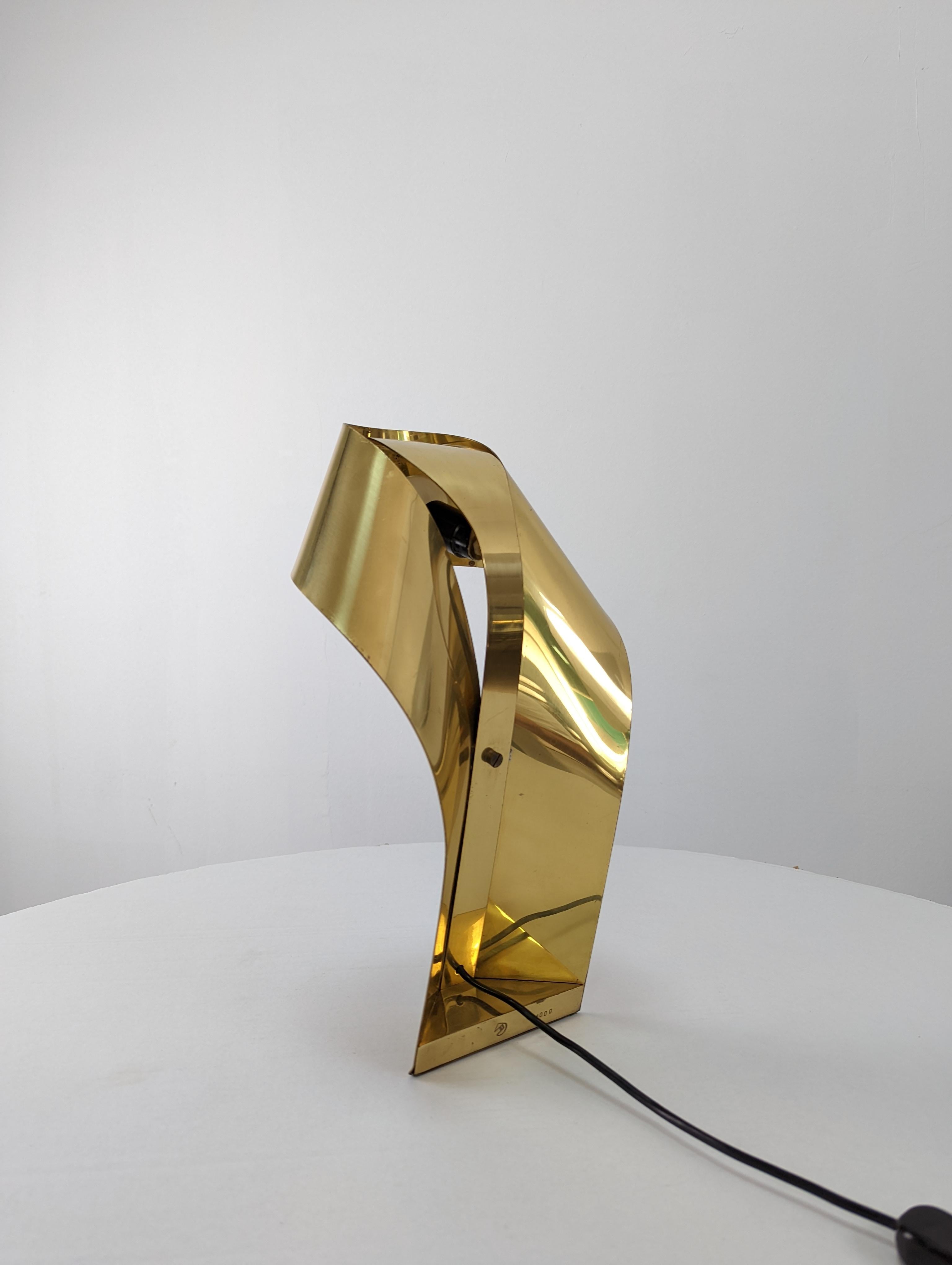 Lampe sculpturale en laiton, édition limitée, Serge Mansau, 1970 en vente 4