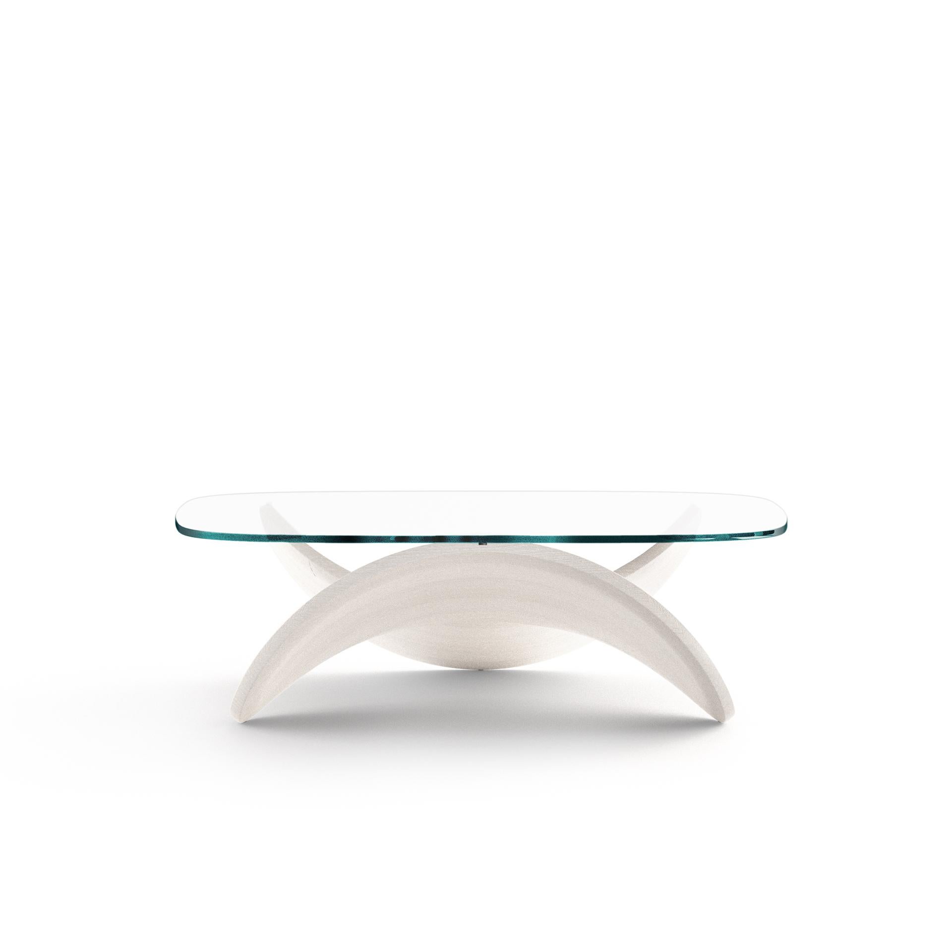 Italian Limited Edition Sculptural Coffee Table in Bent Solid Ash Wood by Sandro Lopez For Sale