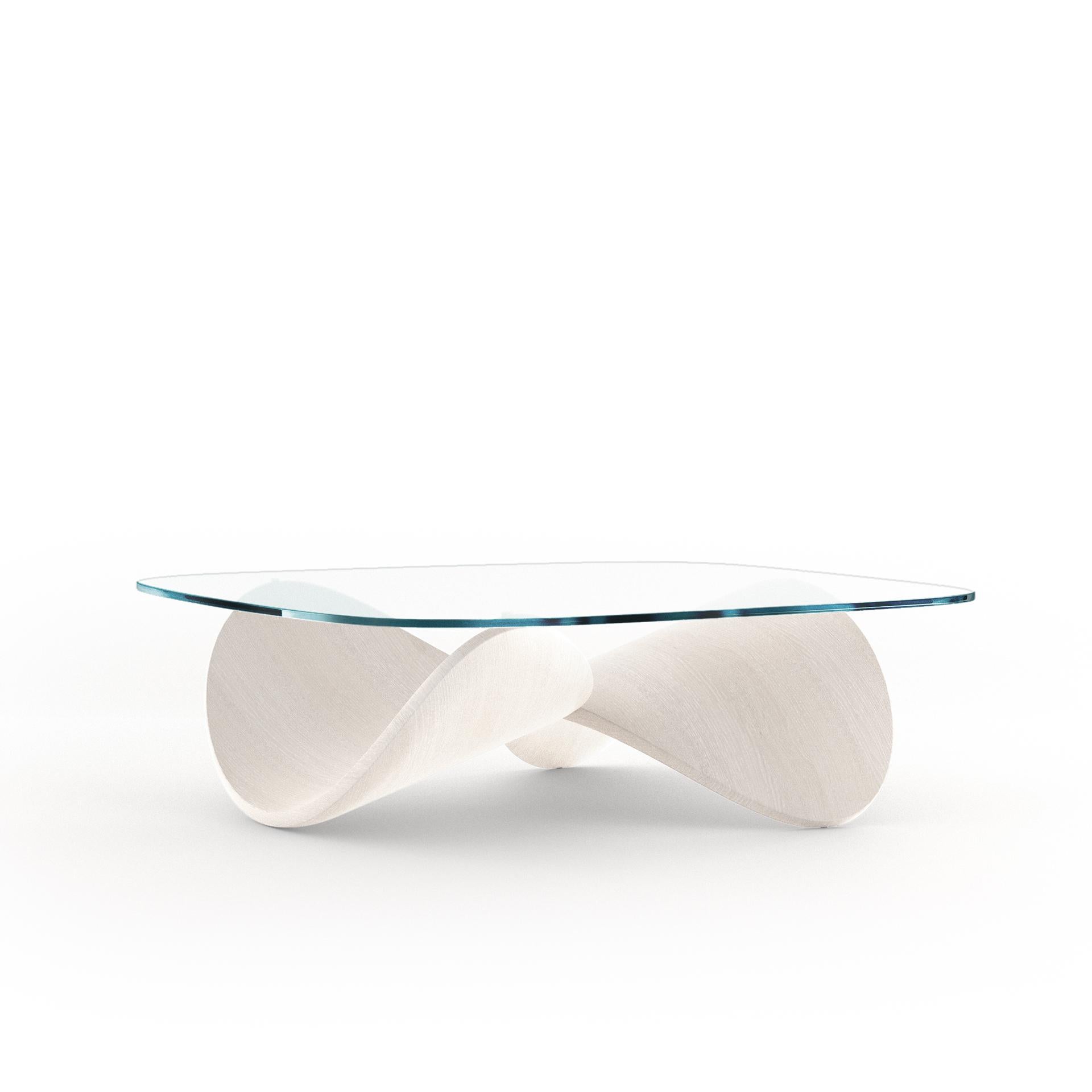 Contemporary Limited Edition Sculptural Coffee Table in Bent Solid Ash Wood by Sandro Lopez For Sale