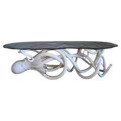 Limited Edition Sculptural Octopus Console Table-Wavy Resin Top. U.S.A. 21st C.