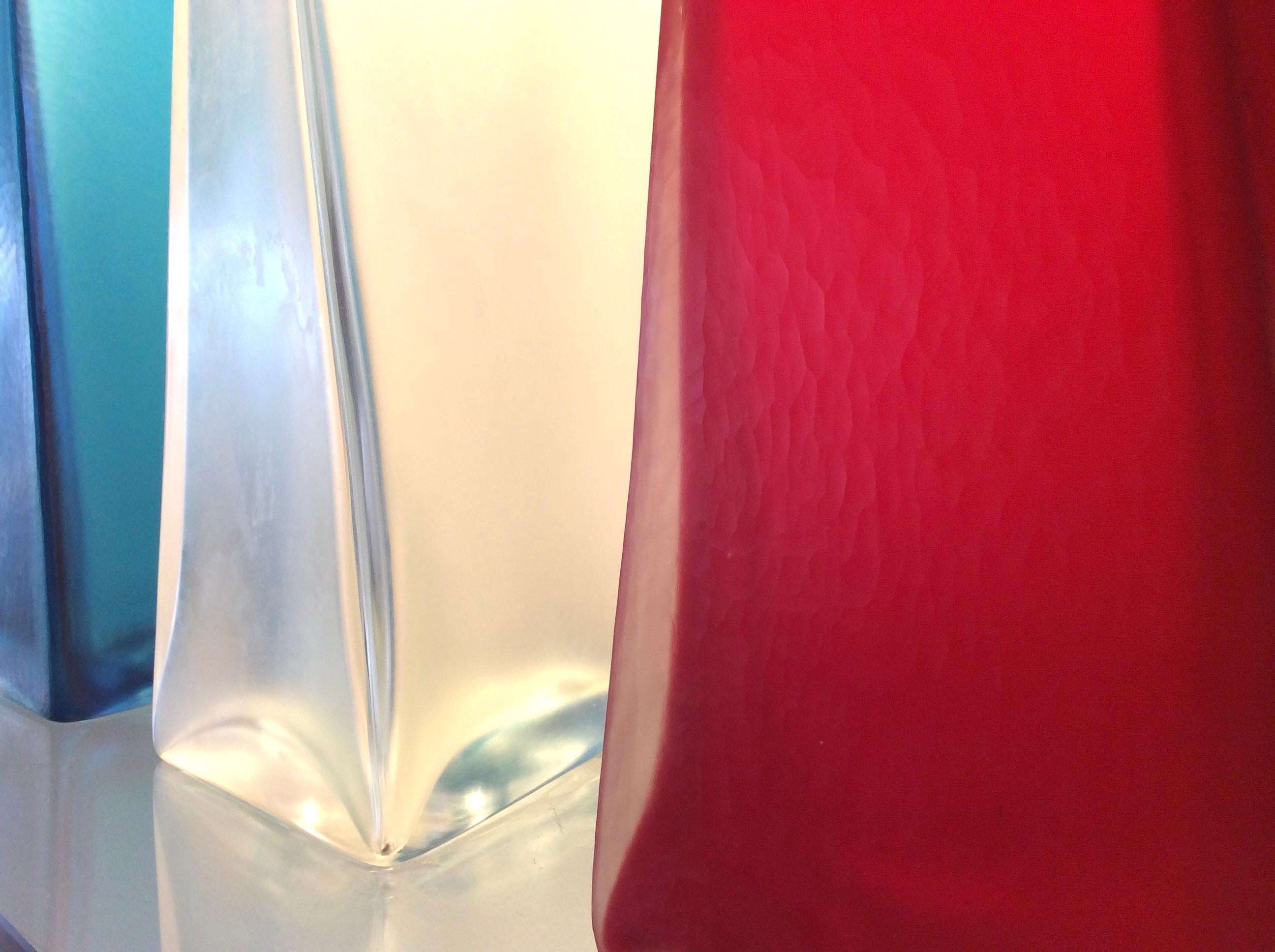 XXIe siècle et contemporain Ensemble en édition limitée de 3 vases monumentaux en verre de Murano de Tadao Ando en vente