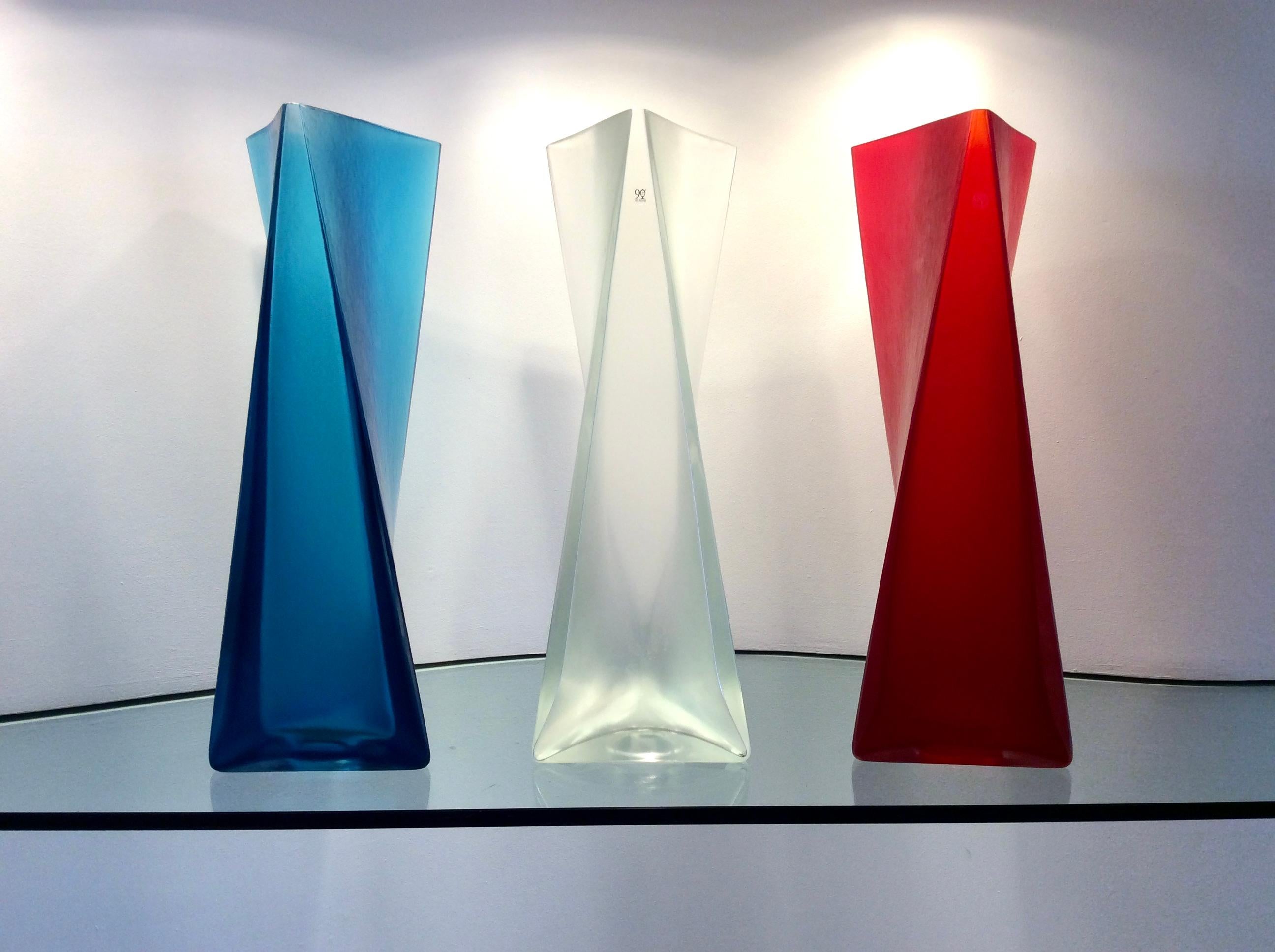 Blown Glass Limited Edition Set of 3 Monumental Murano Glass Vases by Tadao Ando For Sale